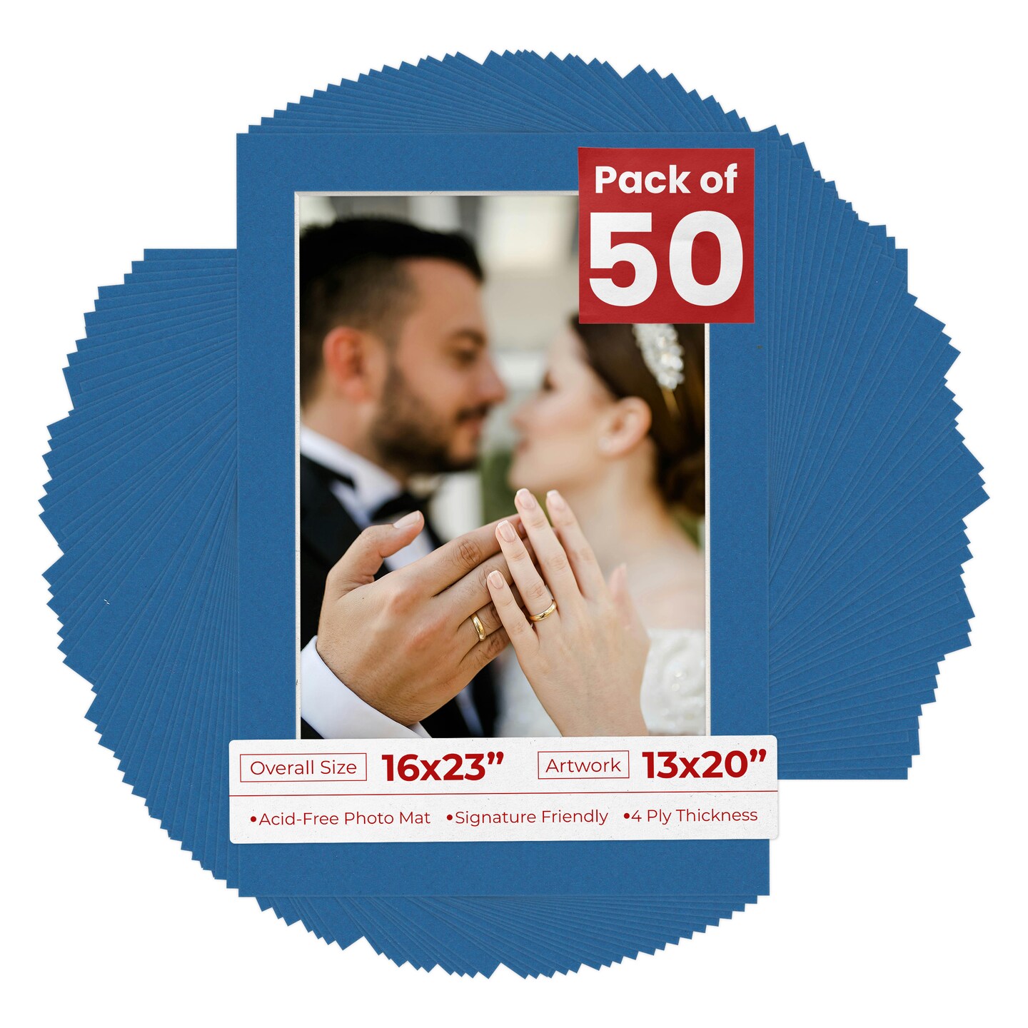 Royal Blue Mat Board for 16x23 Frames - Fits 13x20 Photos, Color: Blue ...