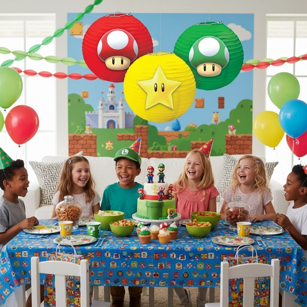 Super Mario Brothers Multicolor Lanterns - 9.5" (Pack of 3) - Vibrant Party Decor with Exciting Add-Ons - Ideal for Themed Celebrations & Gamers
