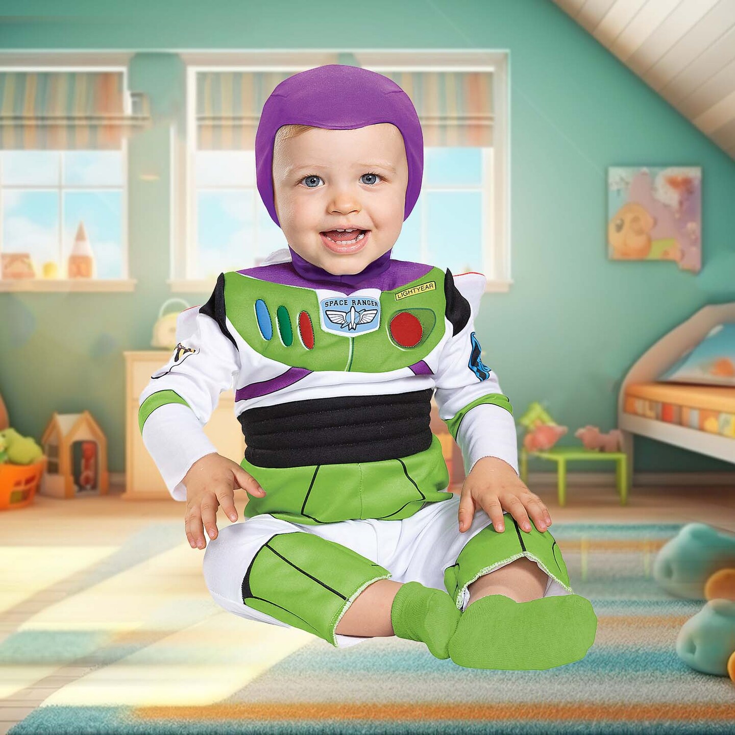 Toy Story Buzz Lightyear Infant Costume Halloween Outfit with Jet Pack Hood 12 - 18 Months