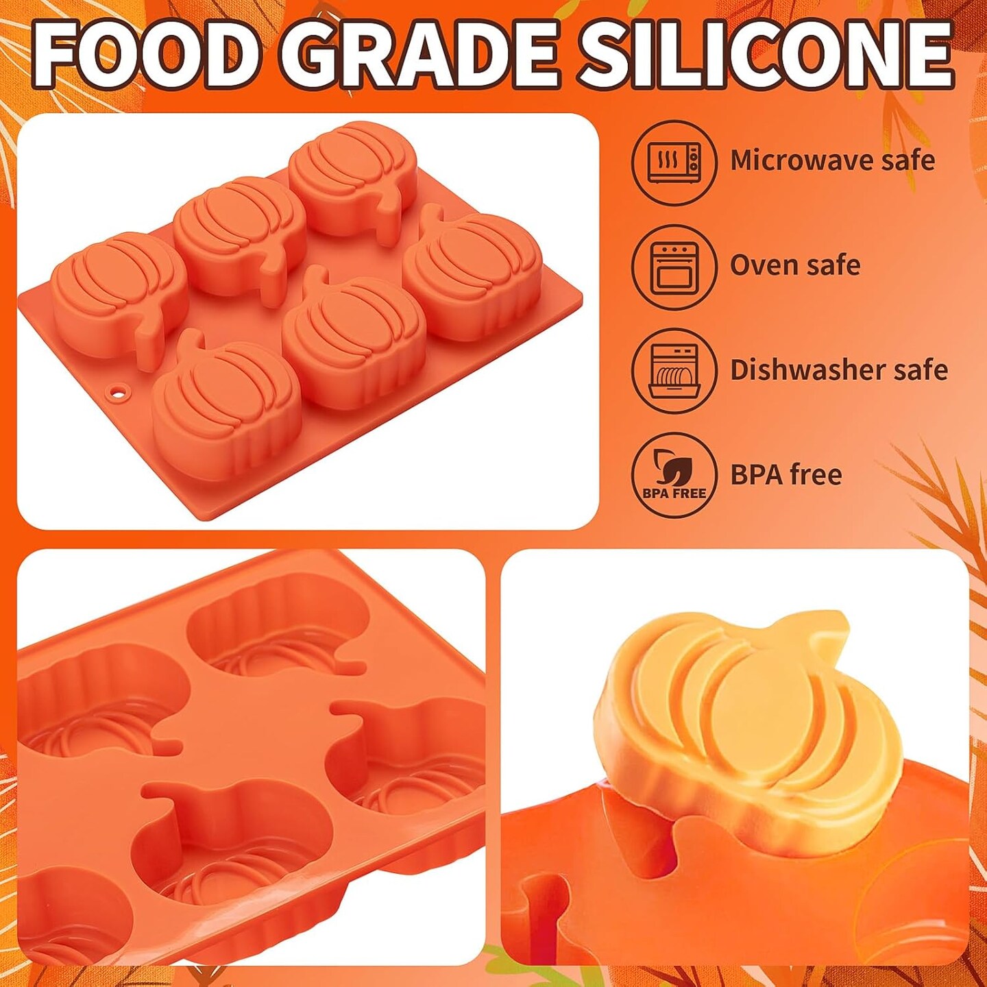 2 Pack Pumpkin-Shaped Cake Molds(Orange)
