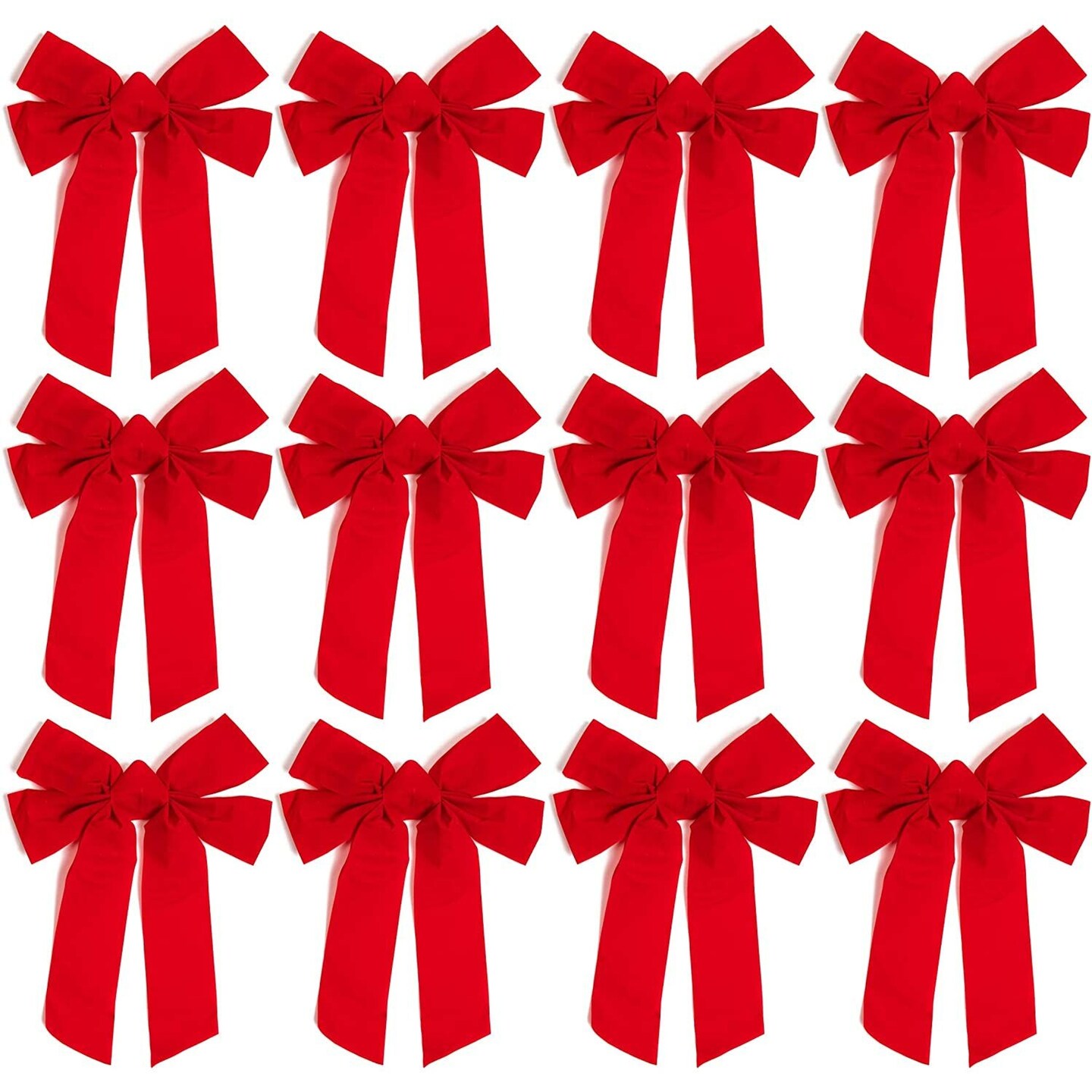 Okuna Outpost 12 Pack Red Velvet Christmas Ribbons, 9 x 12 Inch Ribbon, Christmas Ribbons for Crafts Ideal for Decorating and Gift Wrapping