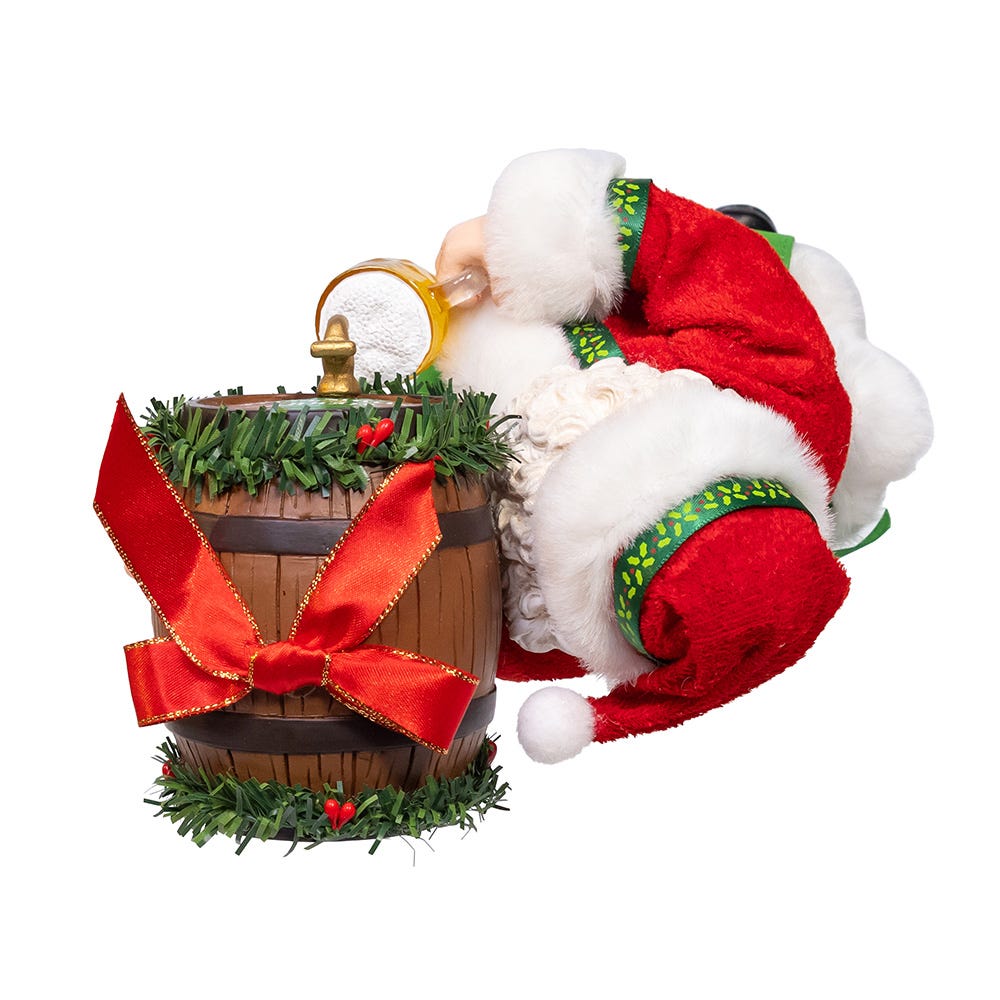 Kurt Adler 10.5-Inch Fabrich&#xE9; Beer Santa with Barrel