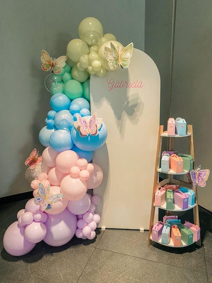 Yellow Orange Teal Confetti Latex Balloons(Pastal)