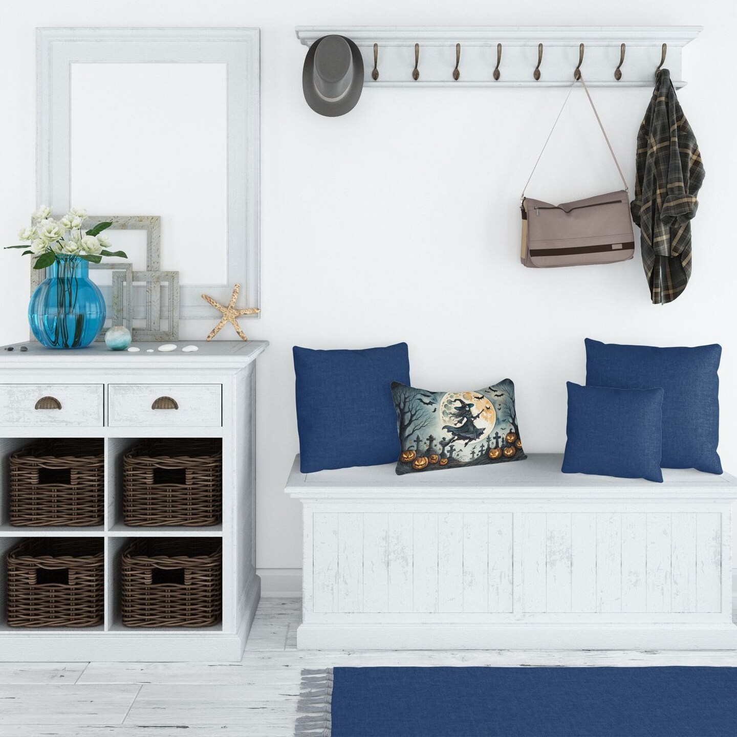 Edge Collections - 12" x 16" - Multicolor - Flying Witch Halloween Decorative Pillow - 1 Piece