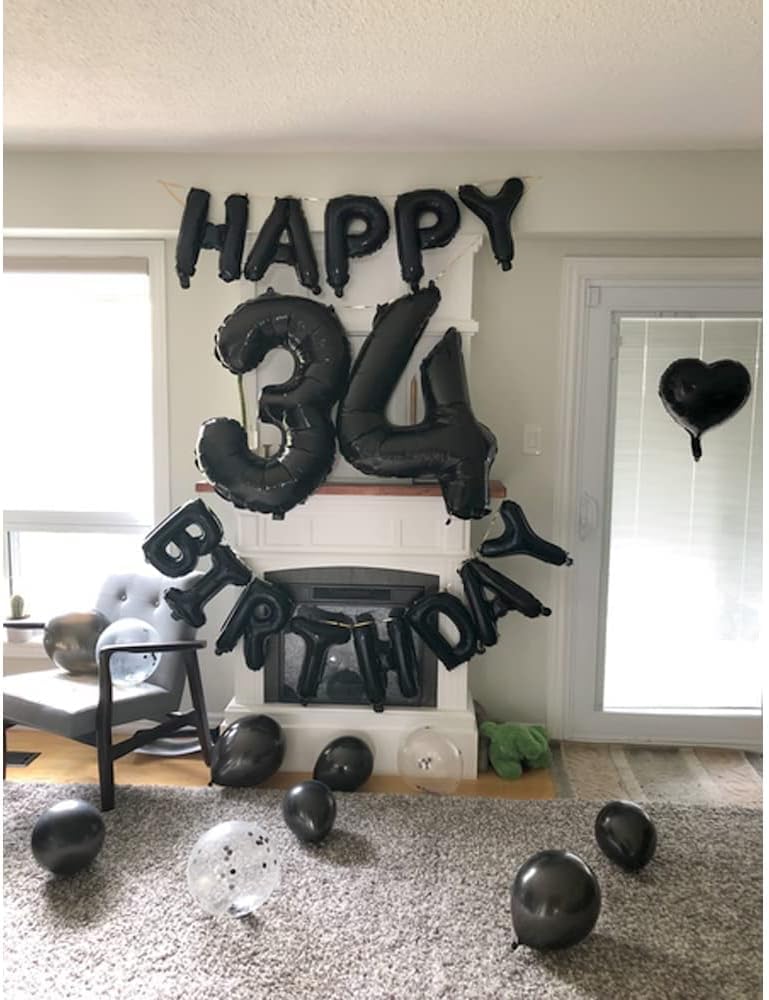 Sweet 34th Birthday Decorations Party Supplies (Black) 9 x 7 x 1 inches