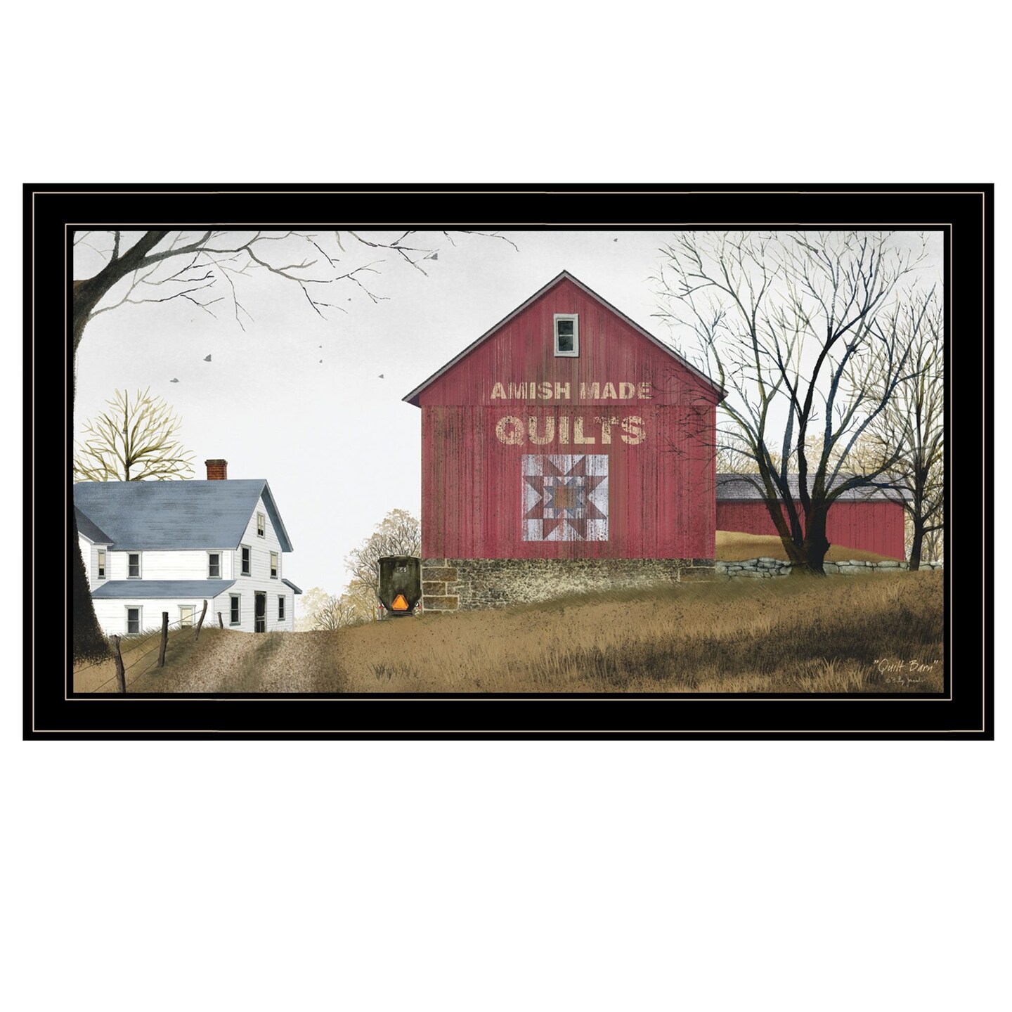 Edge Collections - 33"X19" - Red - Billy Jacobs Framed Print The Quilt Barn Ready to Hang - 1 Piece