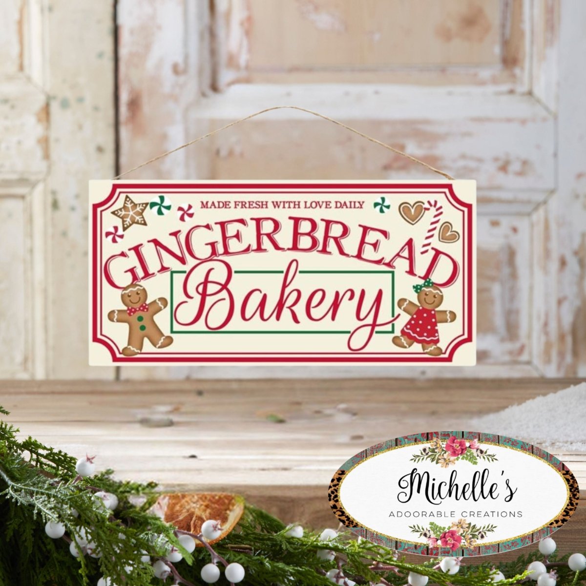 12&#x22; Wooden Sign: Gingerbread Bakery