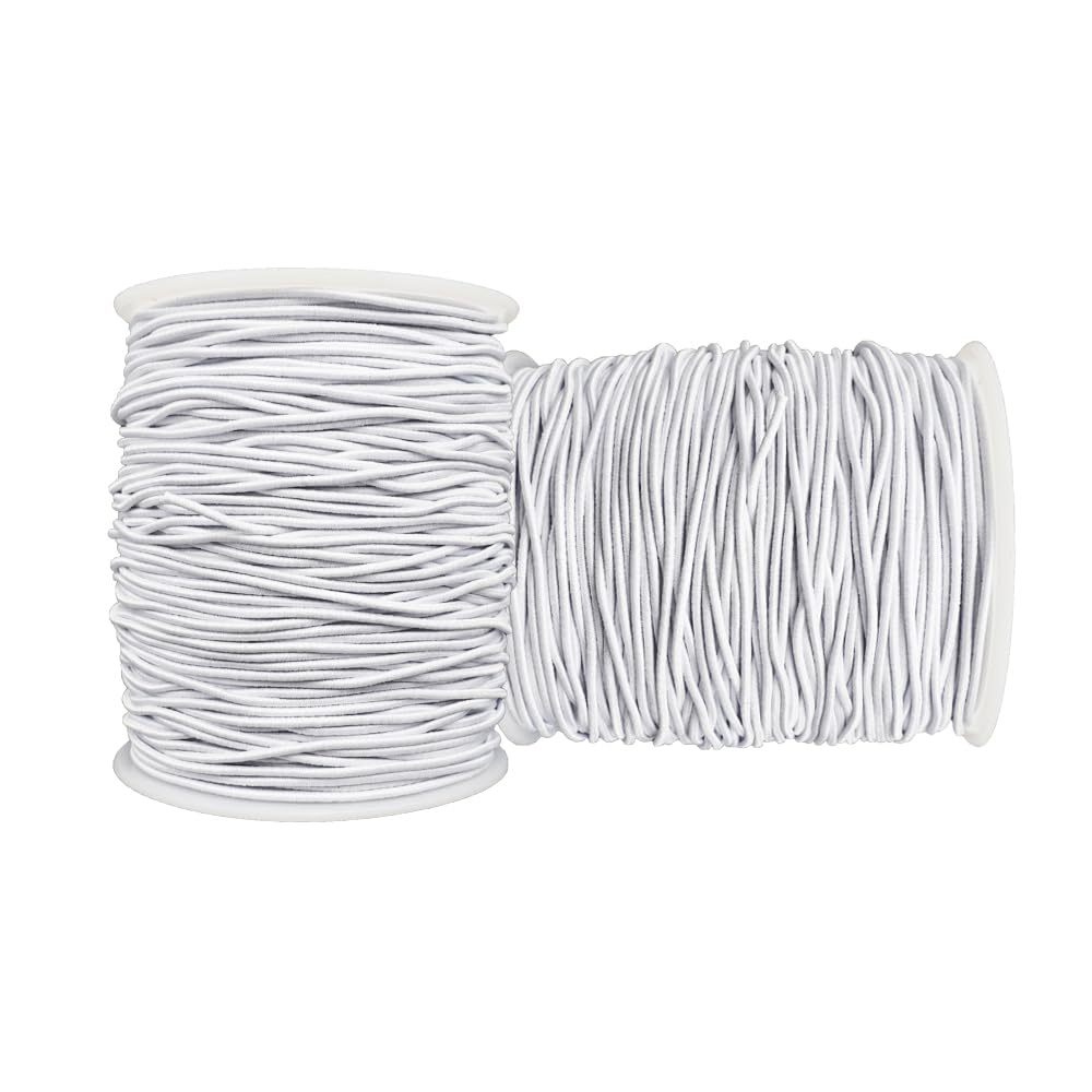 Stretchy String for Bracelets, 2 Rolls 1 mm Sturdy Elastic String Elastic Cord for Jewelry Making, Necklaces, Beading (White)