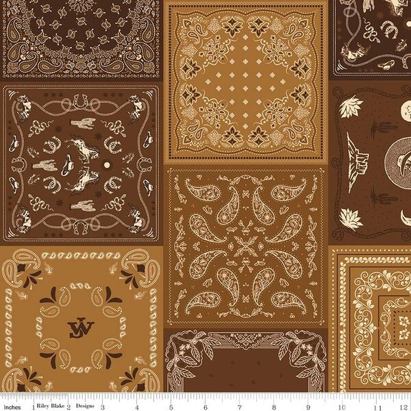 Bandana in Brown (c16623-brown) | John Wayne American West | Riley Blake Designs | Riley Blake