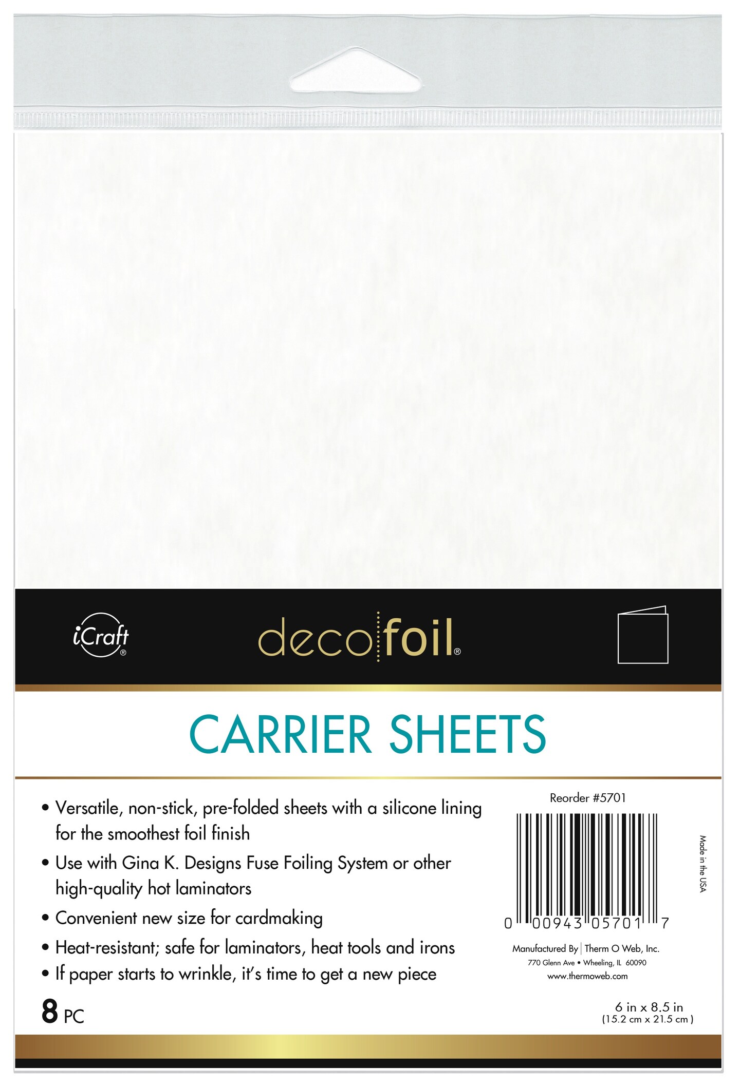 Deco Foil Carrier Sheets 6&#x22;X8.5&#x22;-8/Pkg