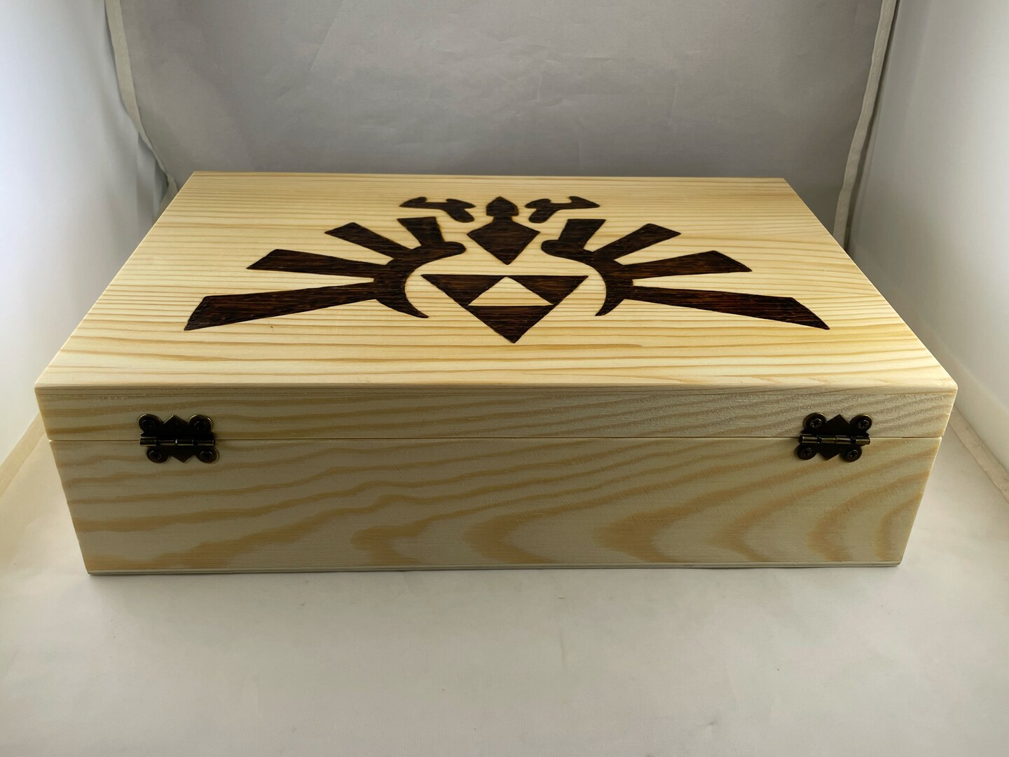 Legend of Zelda Wood Burned Large Trinket Box, Pyrography Art
