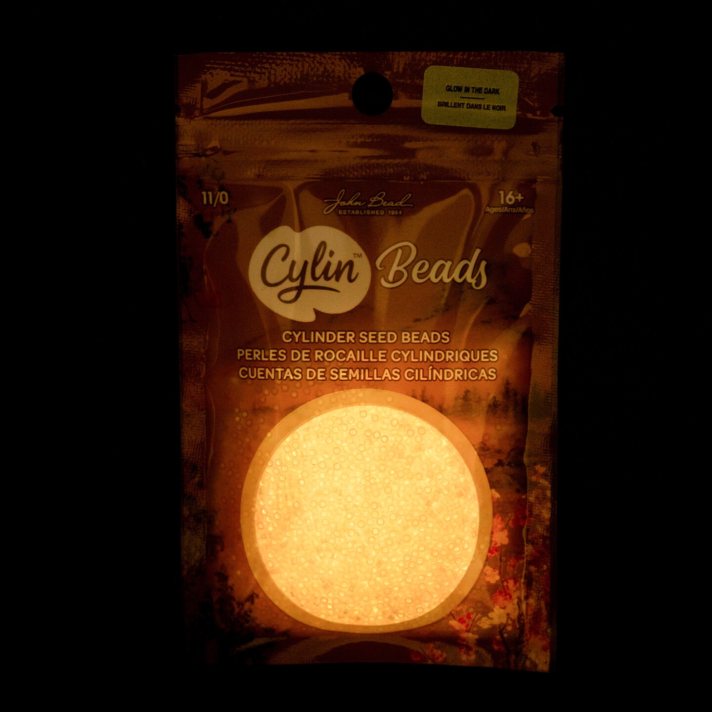 John Bead Glow in Dark Cylin Beads 11/0 Glass Cylindrical Seed Beads, 25g