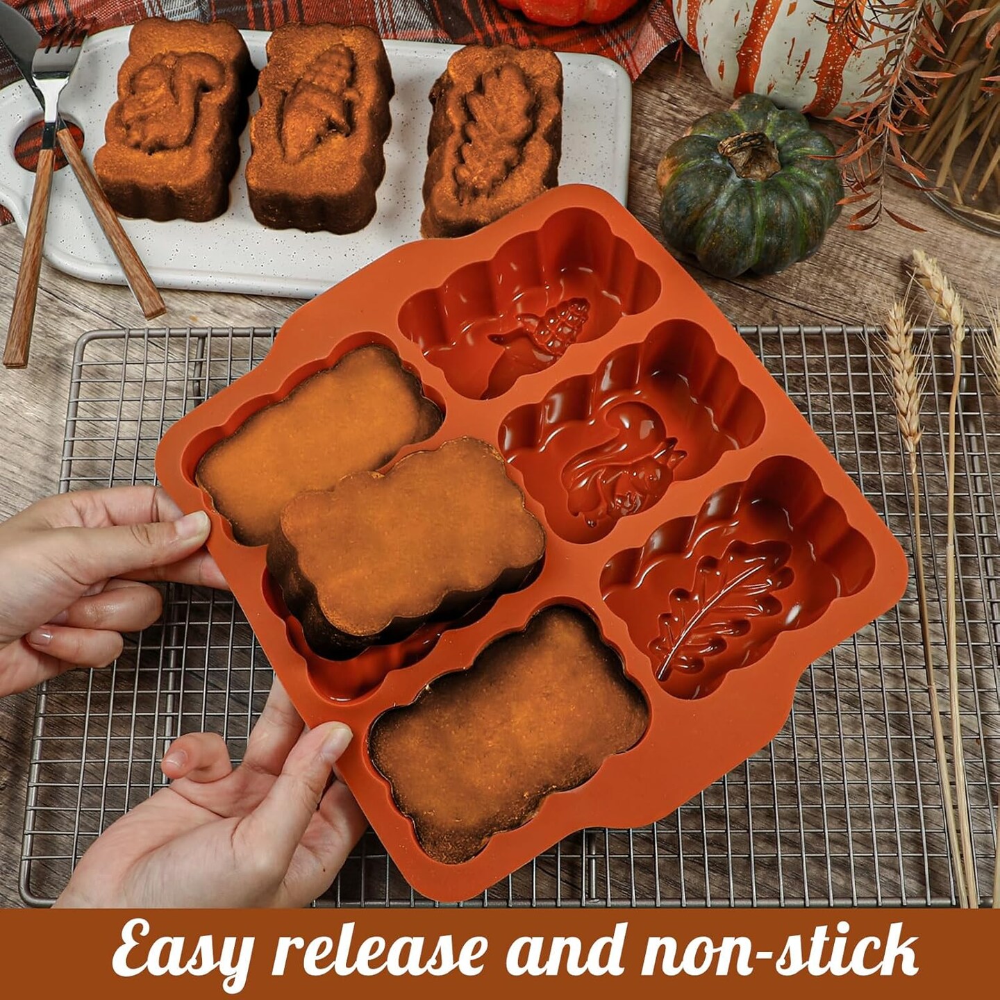 Silicone Harvest Mini Loaf Pan(Brick red)