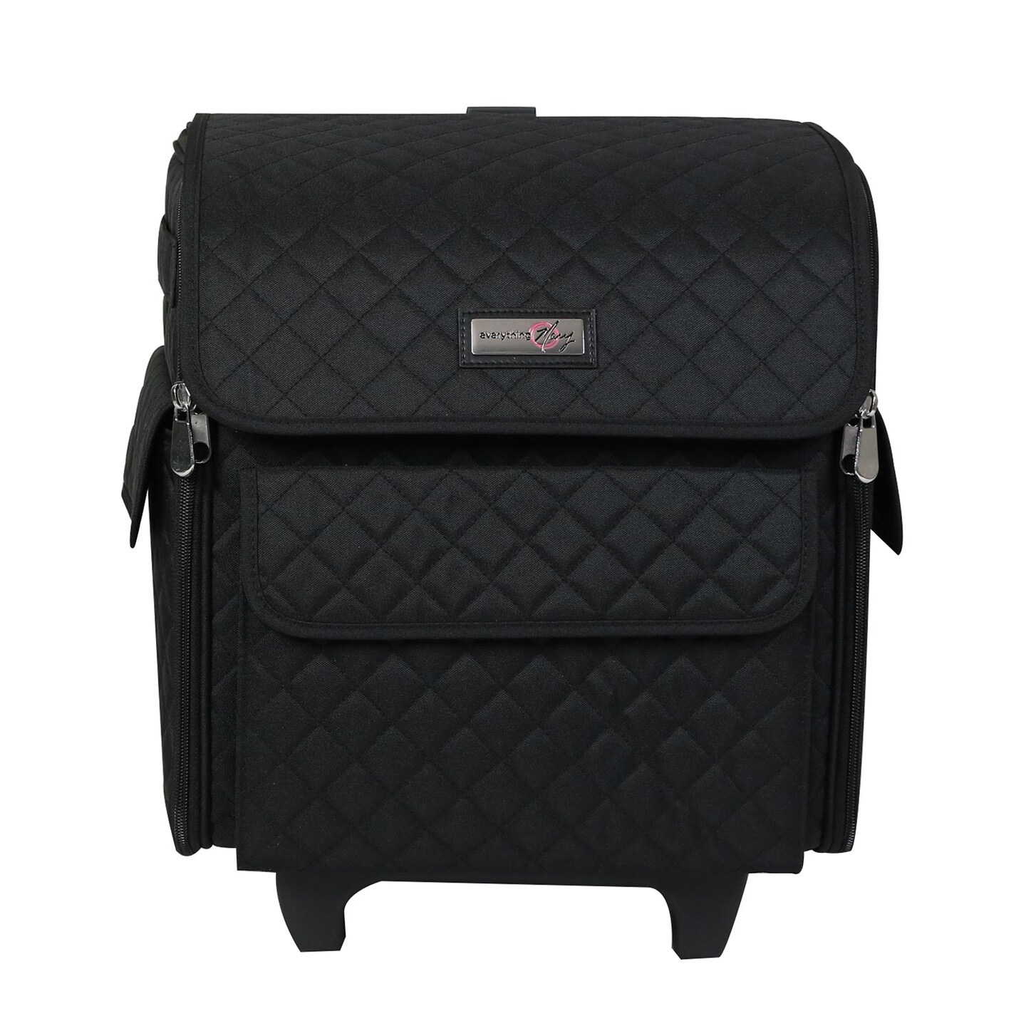 Collapsible Rolling Serger Machine Case, Black Quilted