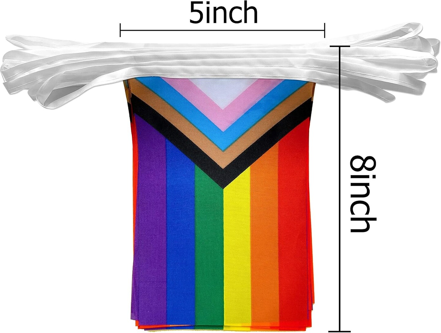 100 Feet Progress Rainbow Gay Pride Flag LGBT String Flags Banner Decorations,76 PCS