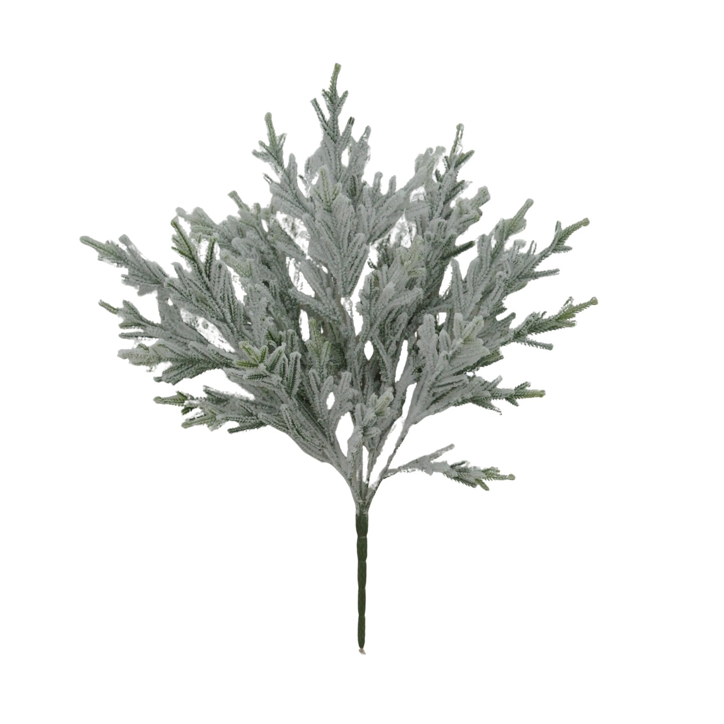 20&#x22; Snowy Pine Bush &#x2013; Flocked Plastic Greenery Stem for Winter Arrangements-83659