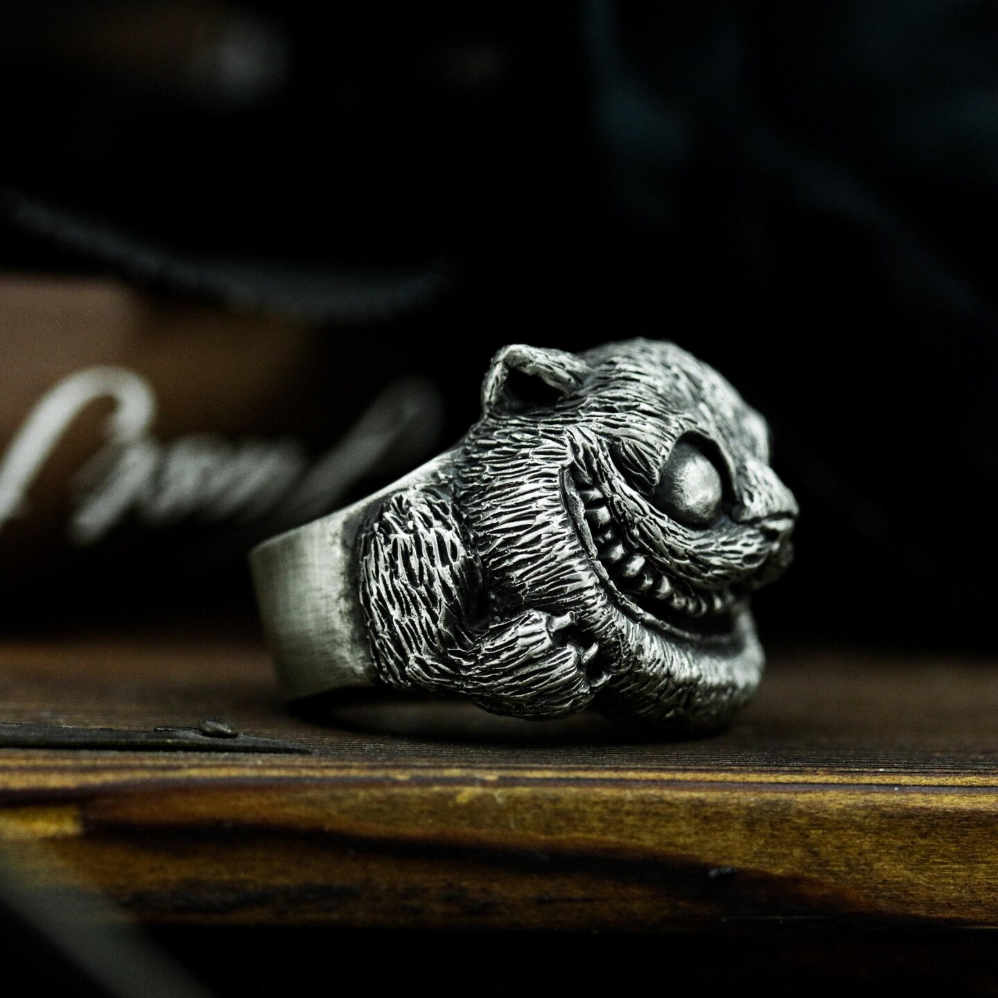 Cheshire Cat Ring - 925 Sterling Silver Handmade | MakerPlace by