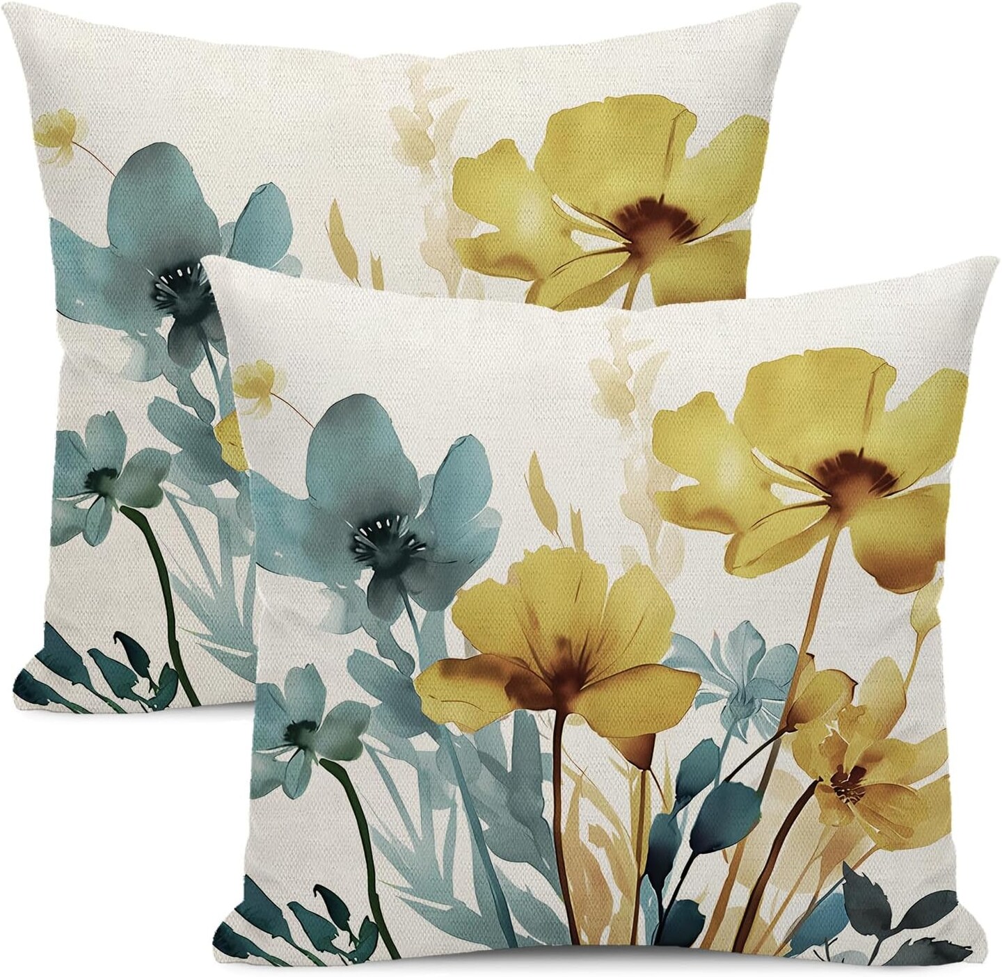 Modern Summer Flower Decoration Pillow Covers Farmhouse Decorative Linen Cushion Cover For Sofa Couch