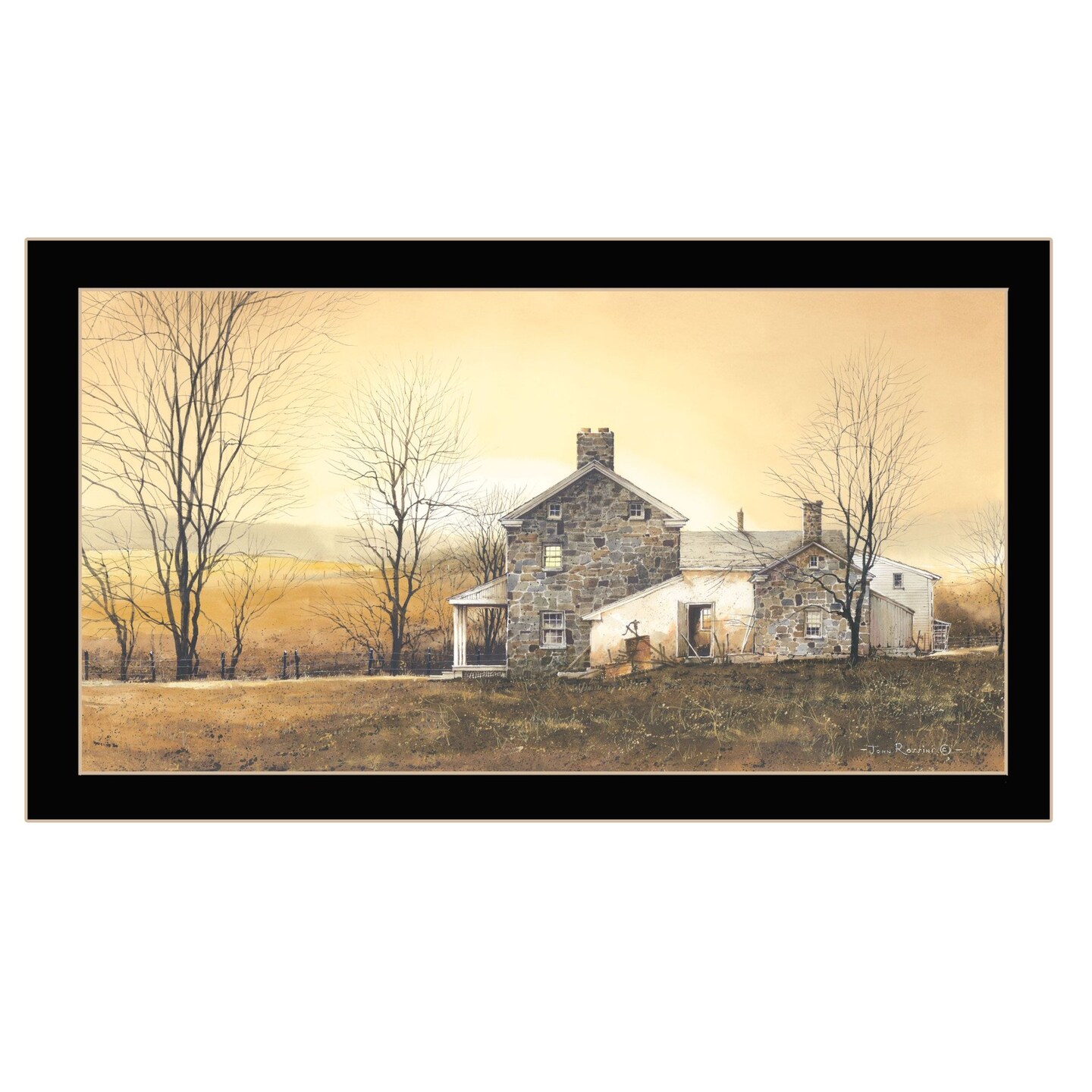 Edge Collections - 32" x 18" - Brown - Artisan John Rossini Rising Early Framed Print - 1 Piece