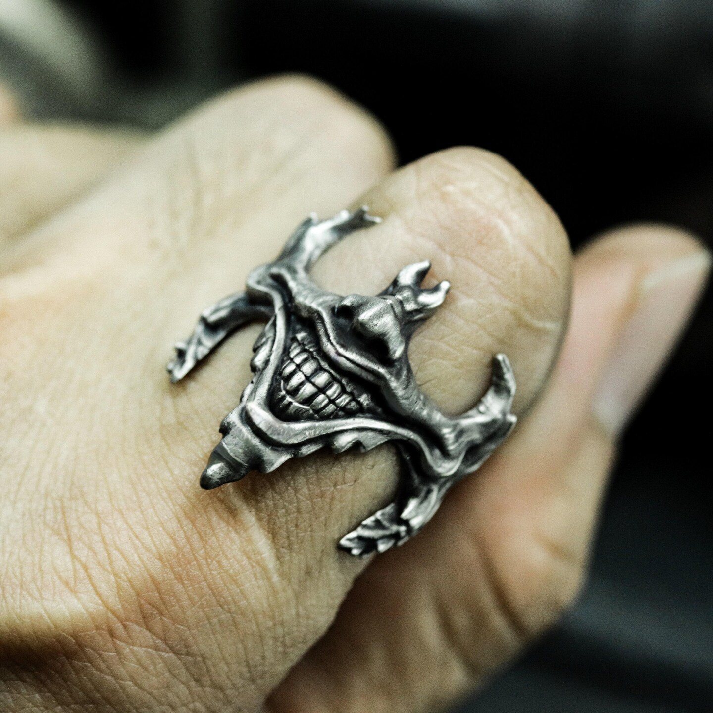 Joker Smile Ring - Handmade 925 Silver Evil Grin Band