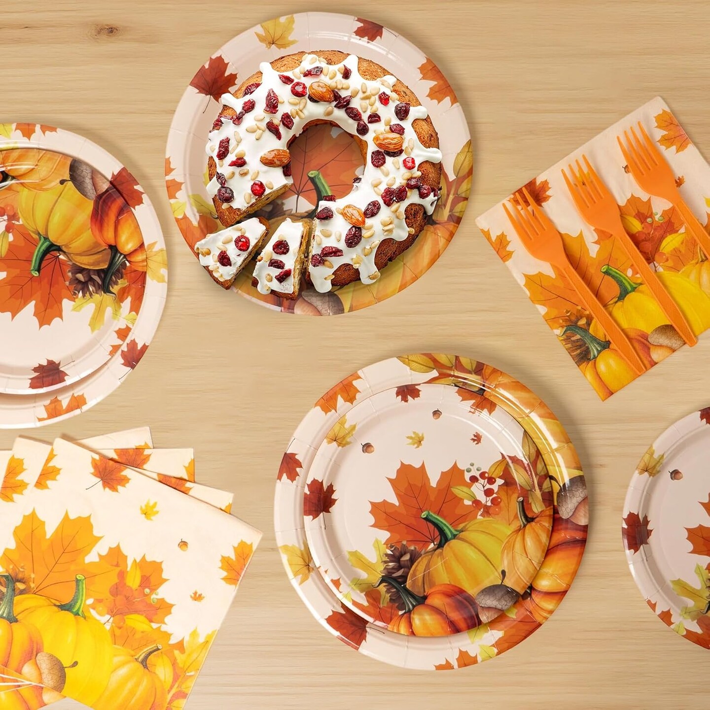 Pumpkin Maple Leaf Thanksgiving Decor (colorful)