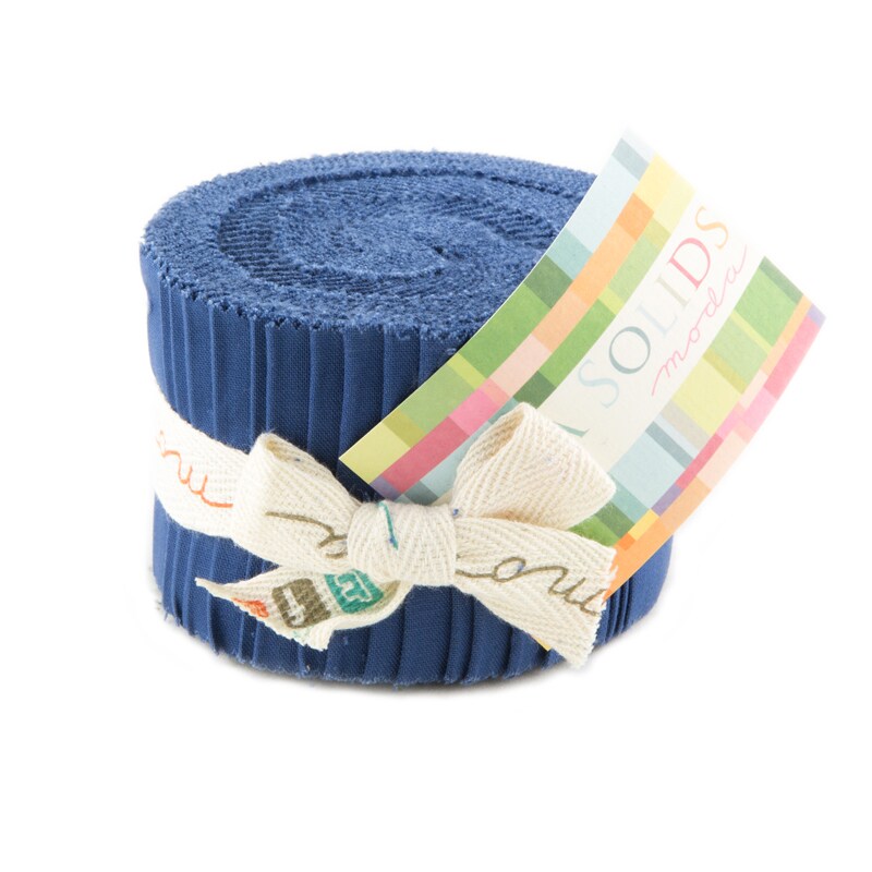 Bella Solids 2.5" Strip Junior Roll (Junior Jelly Roll) in Blue by Moda for Moda (9900JJR 48)