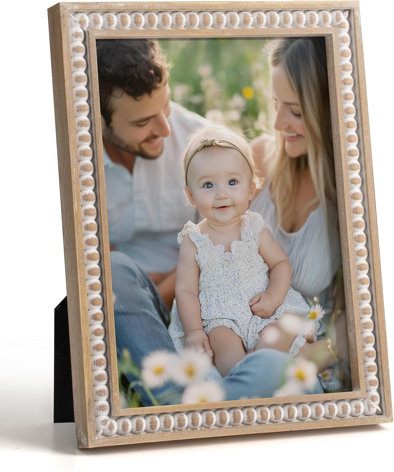 5x7 Picture Frame, Natural Pine Wood Wall Mount Photo Frame(Distressed White)7"L x 5"W
