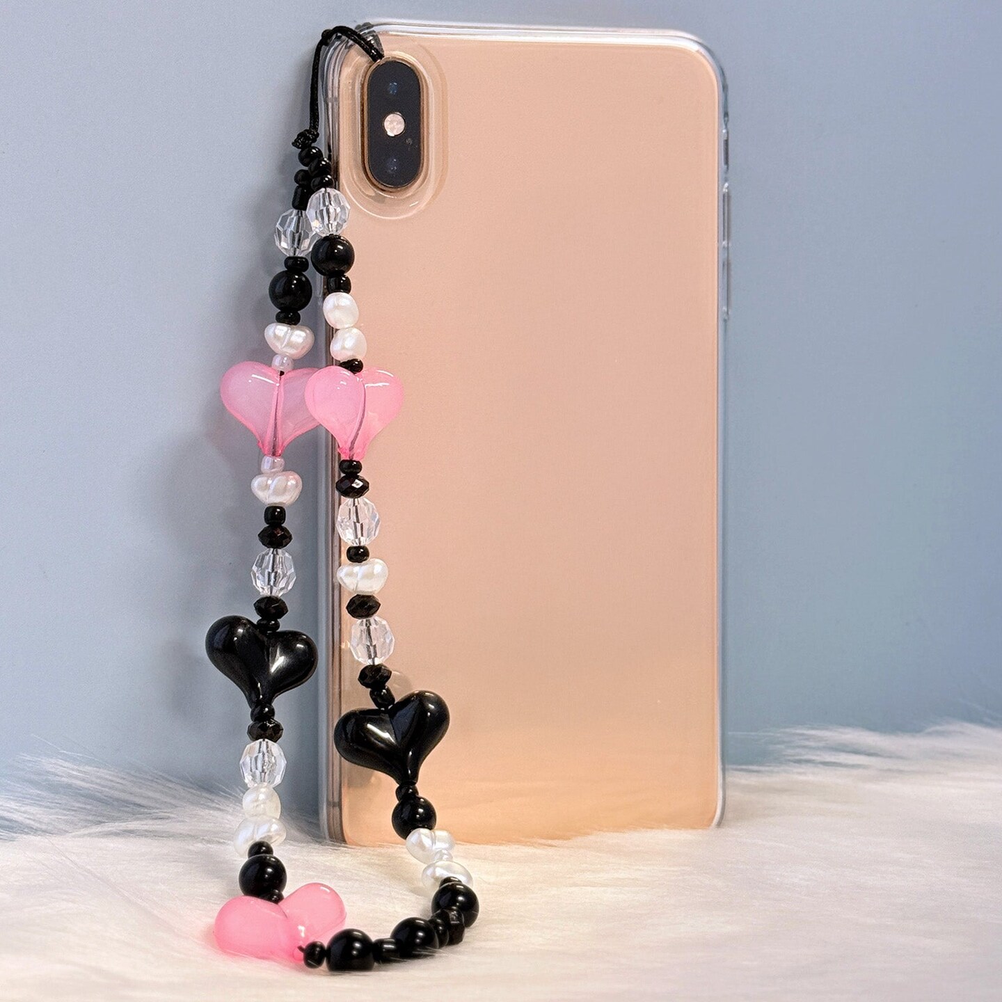 Wrapables Charms and Beads Cell Phone Wrist Strap, Keychain, Bag Charm (Set of 2), Hearts