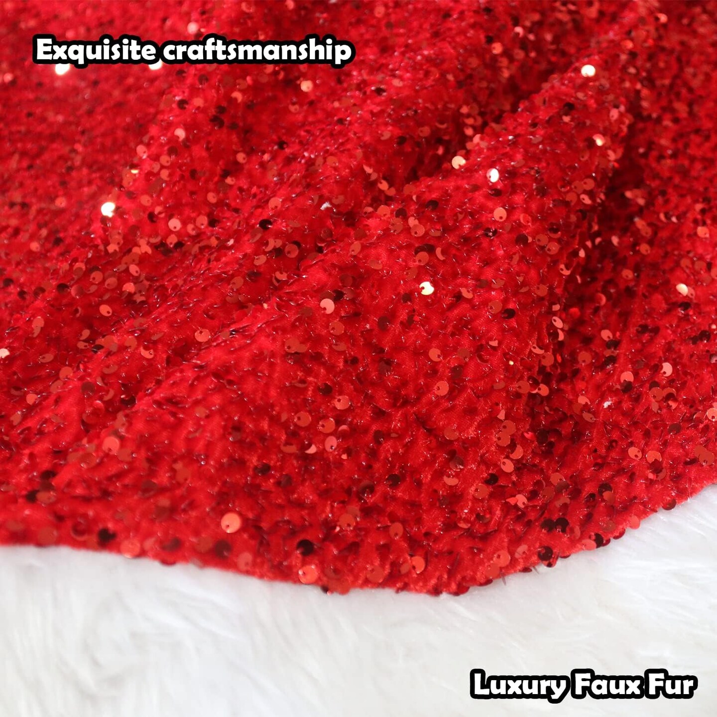 Christmas Tree Skirt 48 Inch Shiny Red (Red)