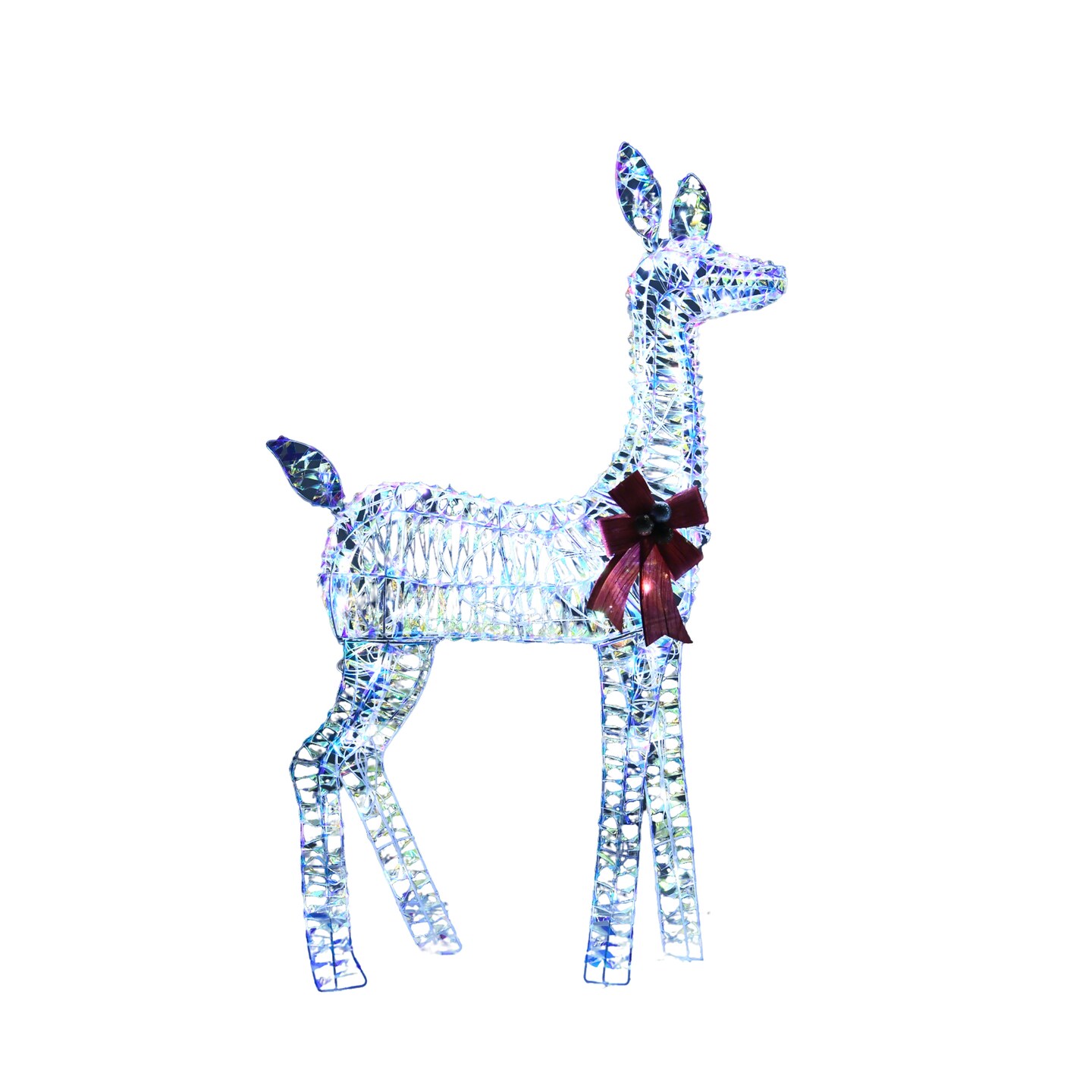 PVC Iridescent Striped Braided Reindeer Set of 3 With LED Lights Holiday Decoration 52 Inch 46 Inch &#x26; 29 Inch