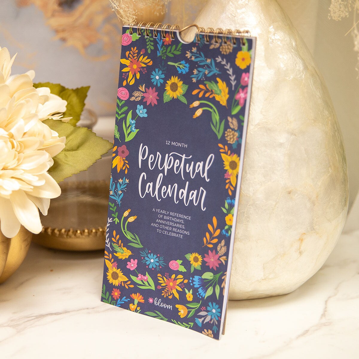 bloom daily planners Perpetual Calendar, 5" x 10", Seasonal Florals