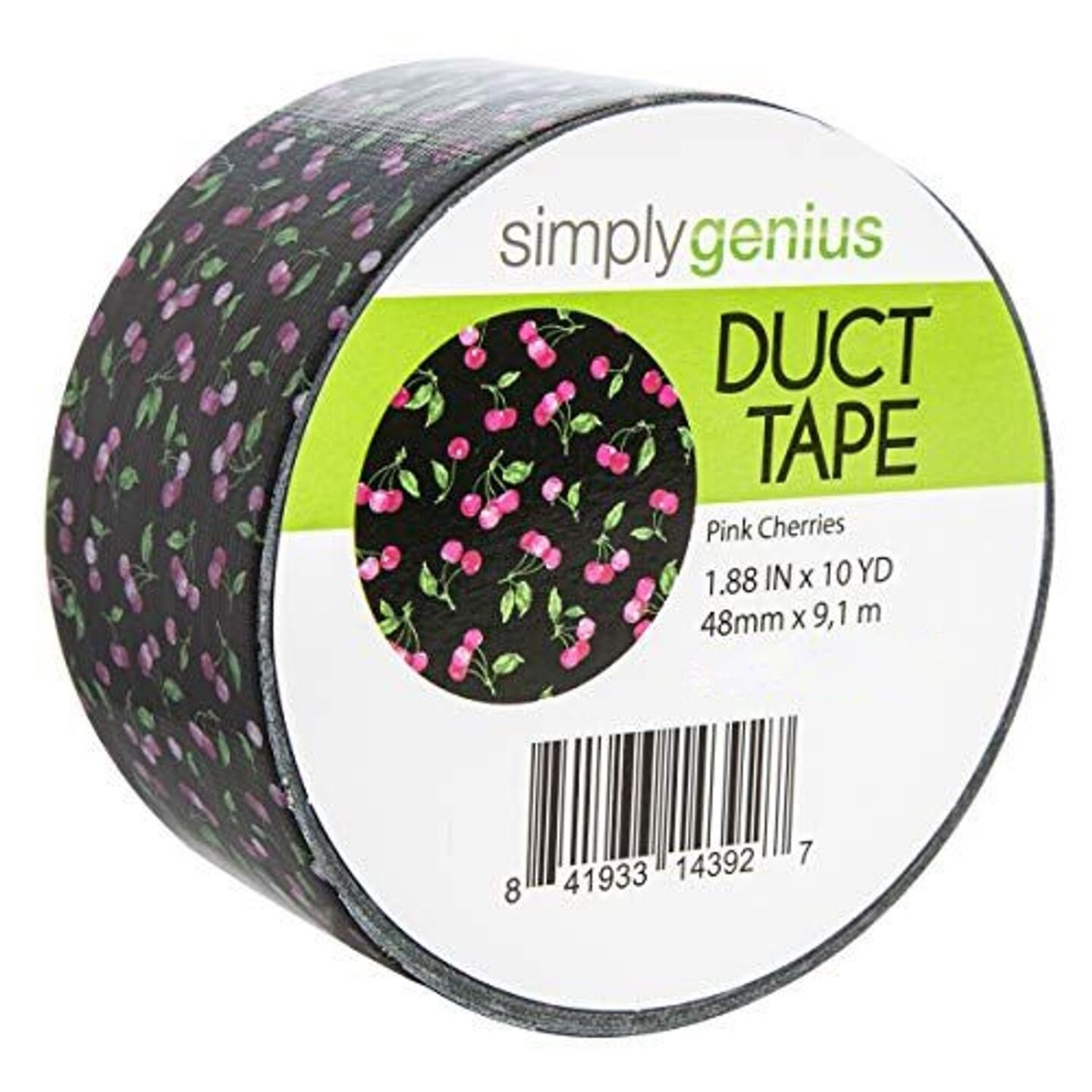 Simply Genius Pattern Duct Tape Heavy Duty, 1.8 In x 10 Yards - Pink Cherries, Colorful Duct Tape with Printed Designs for Crafts, DIY, and Home Use