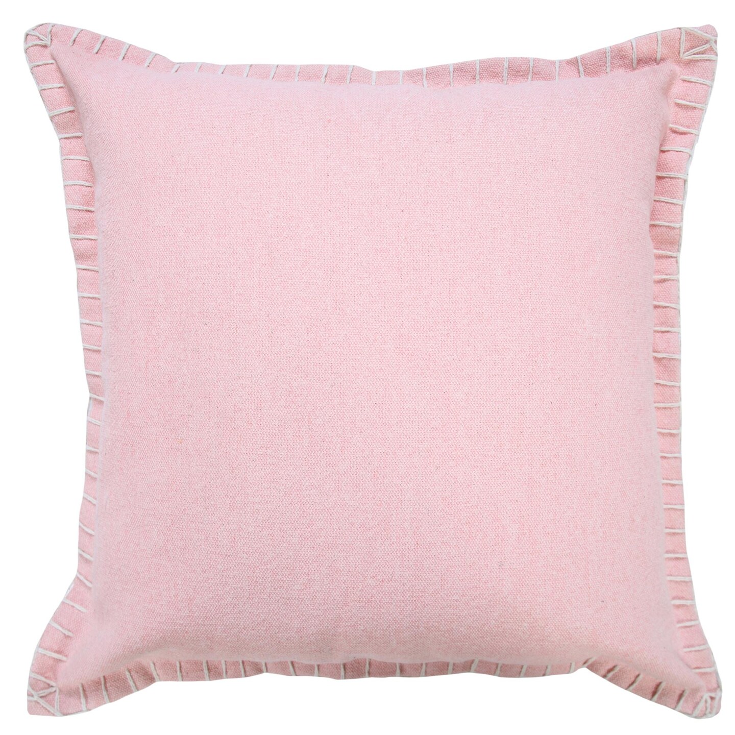 Laddha Home Designs Hand Woven Embroidered Edge Square Throw Pillow - 20&#x22; - Pink