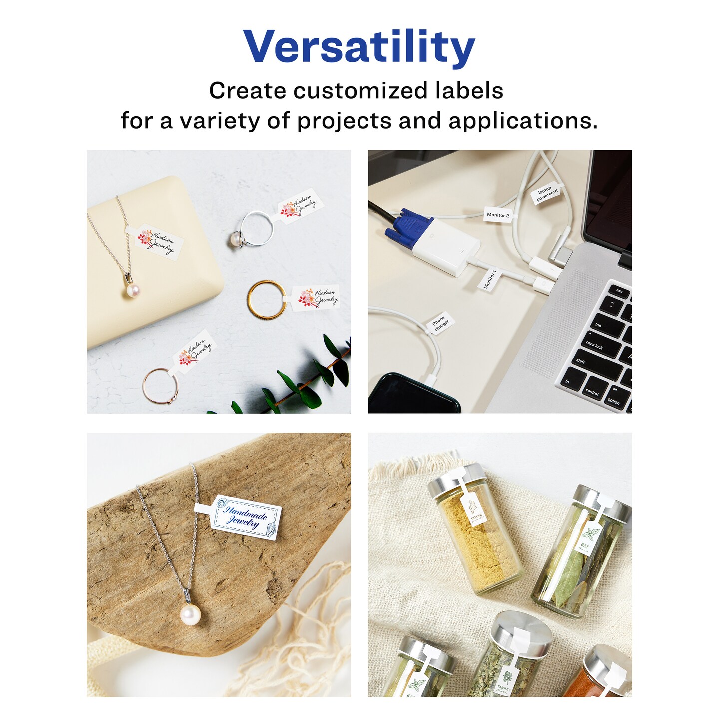 Avery Matte White Removable Barbell Labels with Sure Feed Technology, .5" x 2.5"