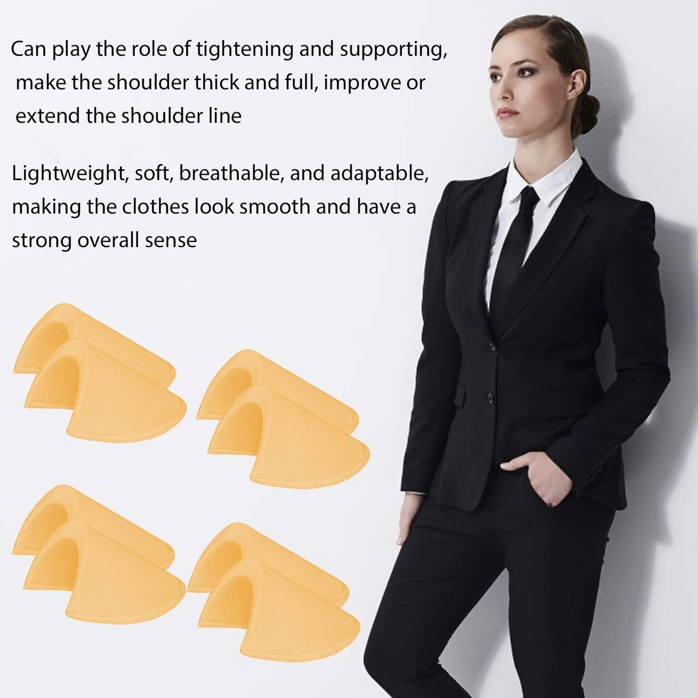 Large 1.5" Fashion Foam Shoulder Pads Pair for Blazer Jacket Suit Padding Nude Color