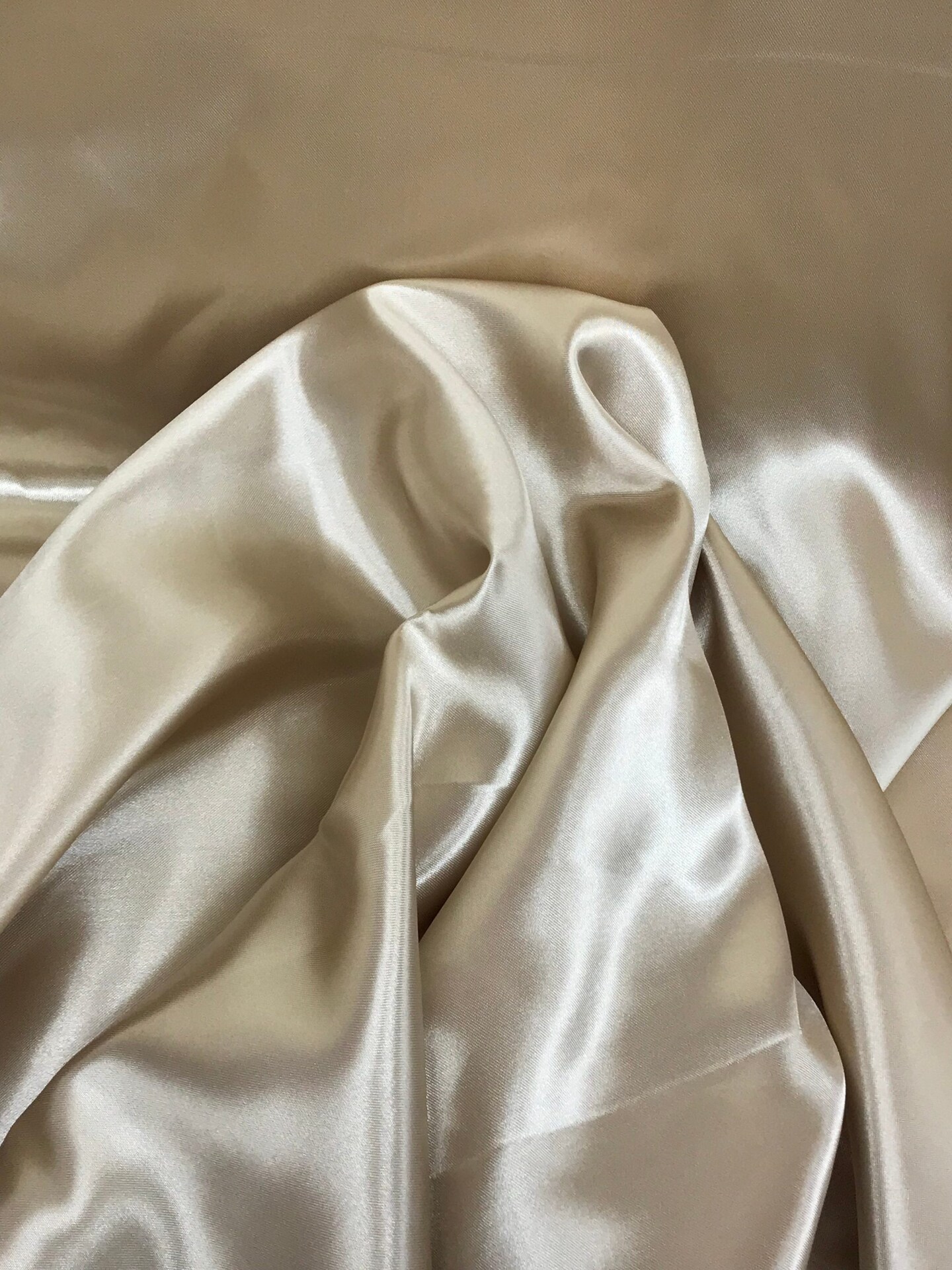 1 Yard Taupe Elegant Satin Fabric Polyester Lightweight Drapable 58″-60″ Wide
