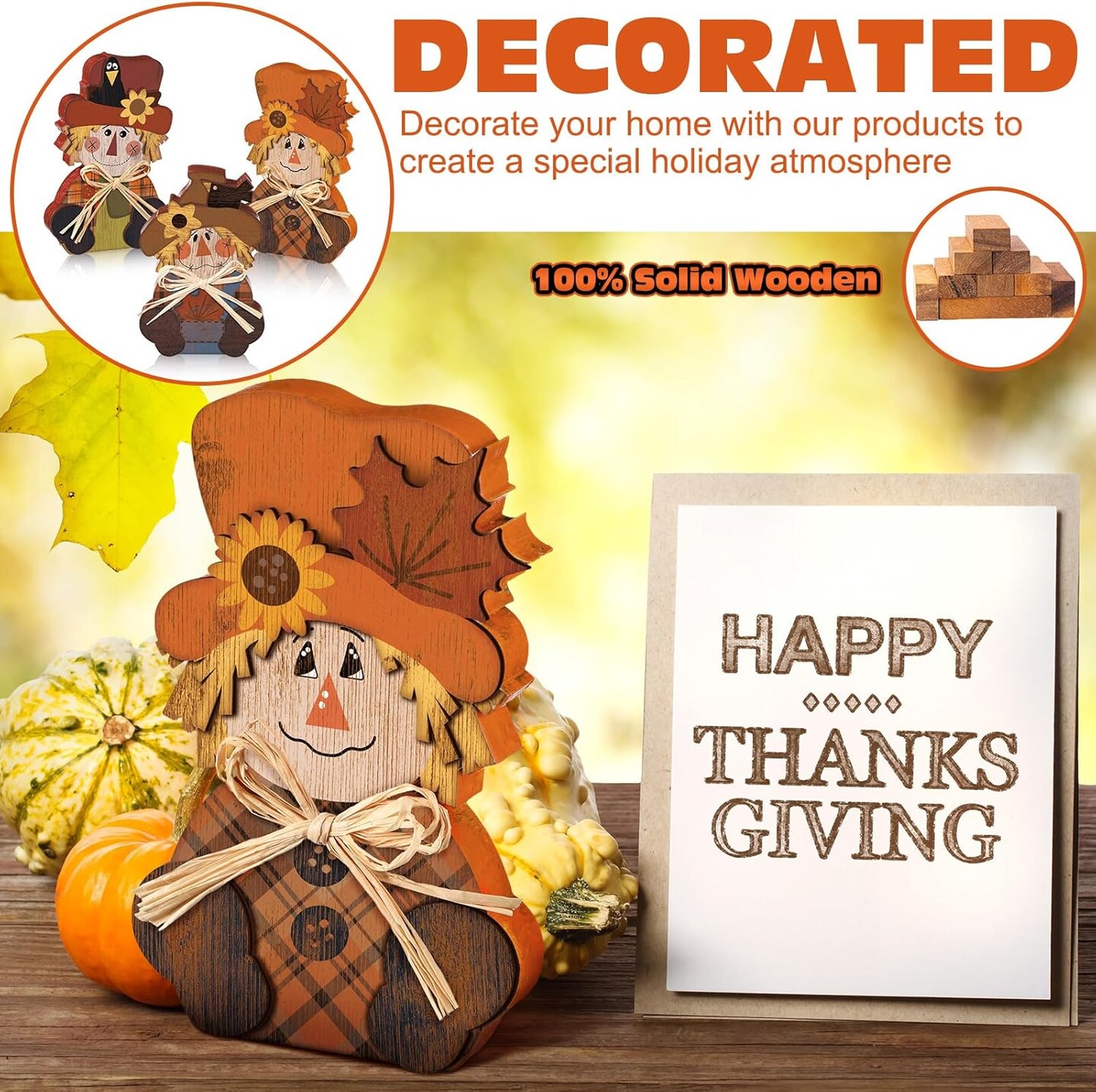 3 Pcs Thanksgiving Scarecrow Decor Fall Decor