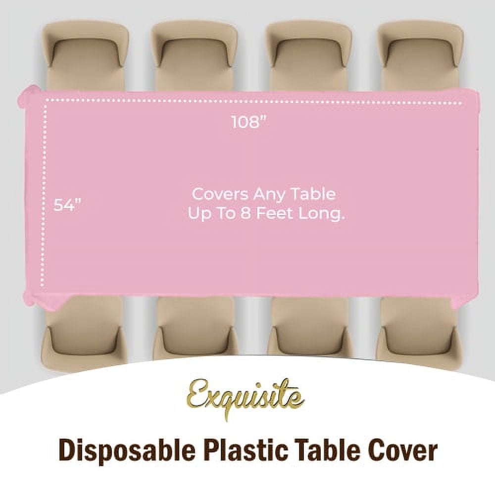 Exquisite 12-Pack Premium Plastic Tablecloth 54in. x 108in. Rectangle Plastic Table Cover