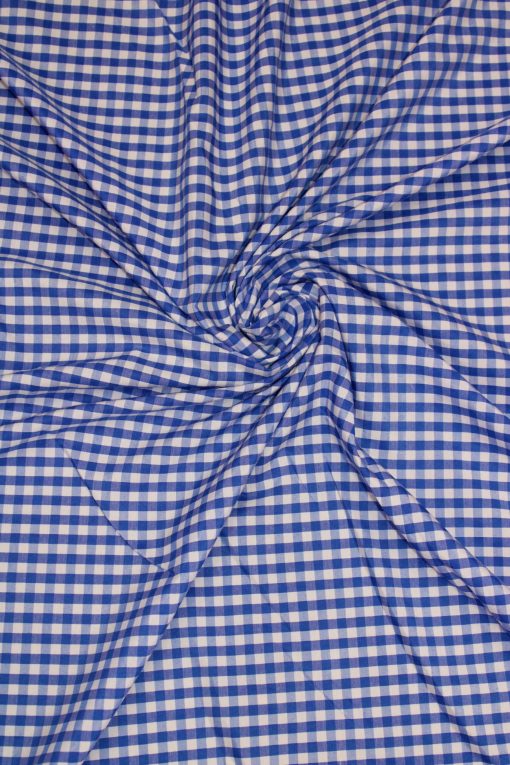 1 Yard Royal Blue Micro Gingham Poly Cotton Fabric 1/8 Inch Checkered Non-Stretch 58/59 Inch Width