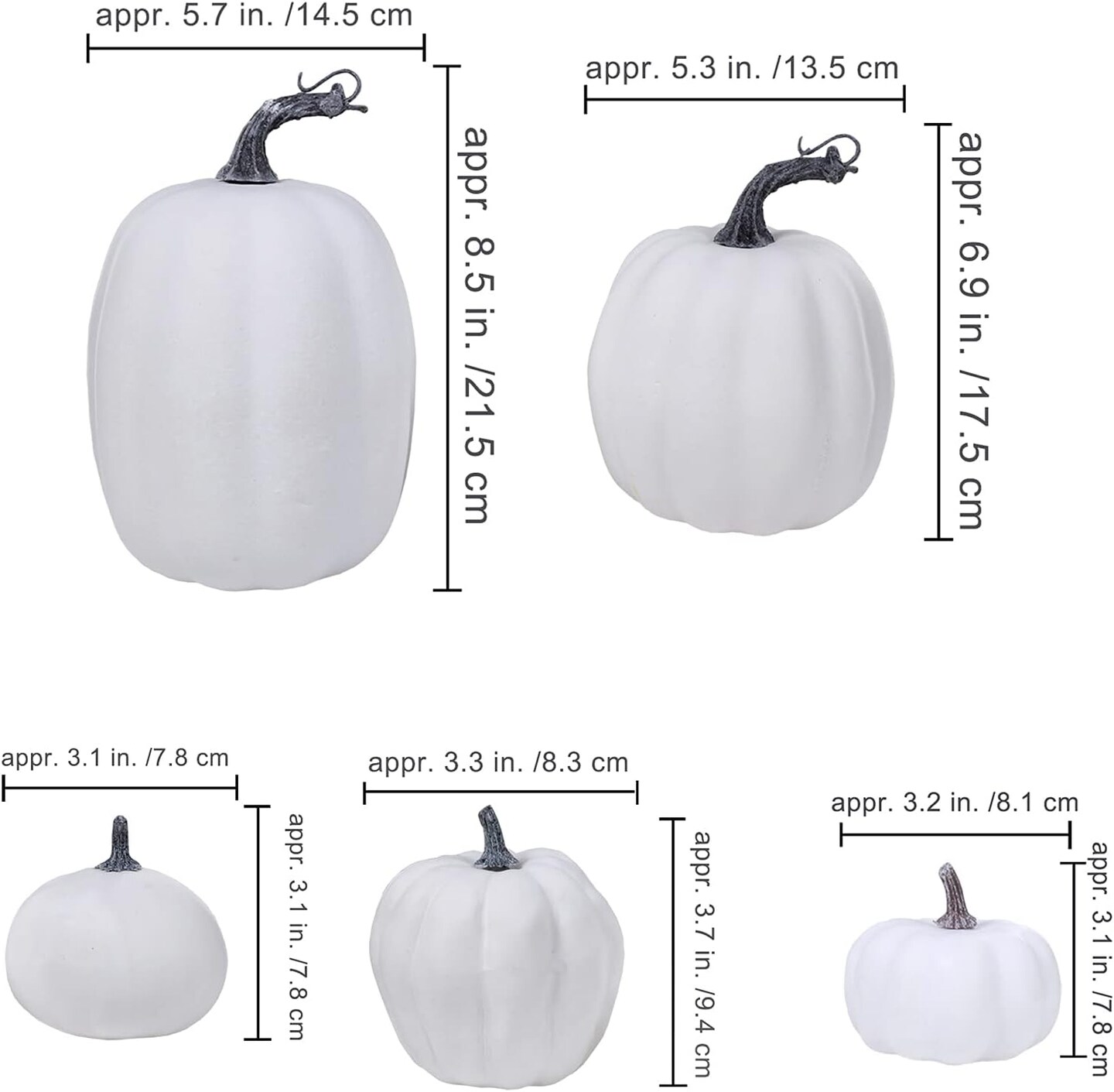 14 pcs Assorted Harvest Artificial White and Pink Pumpkins