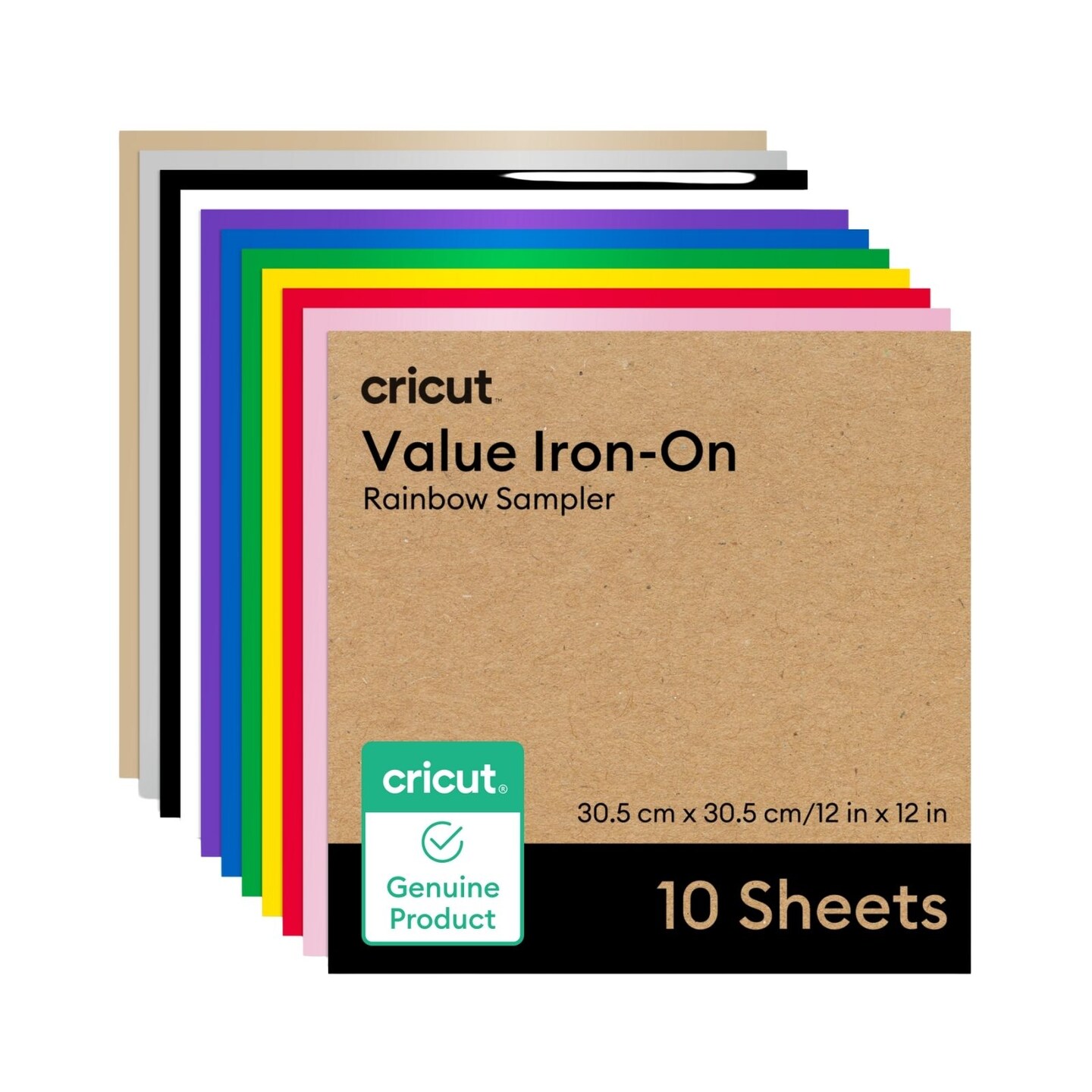 Cricut Value Iron-On, Rainbow Sampler - 12 in x 12 in (10 ct), Rainbow Sampler