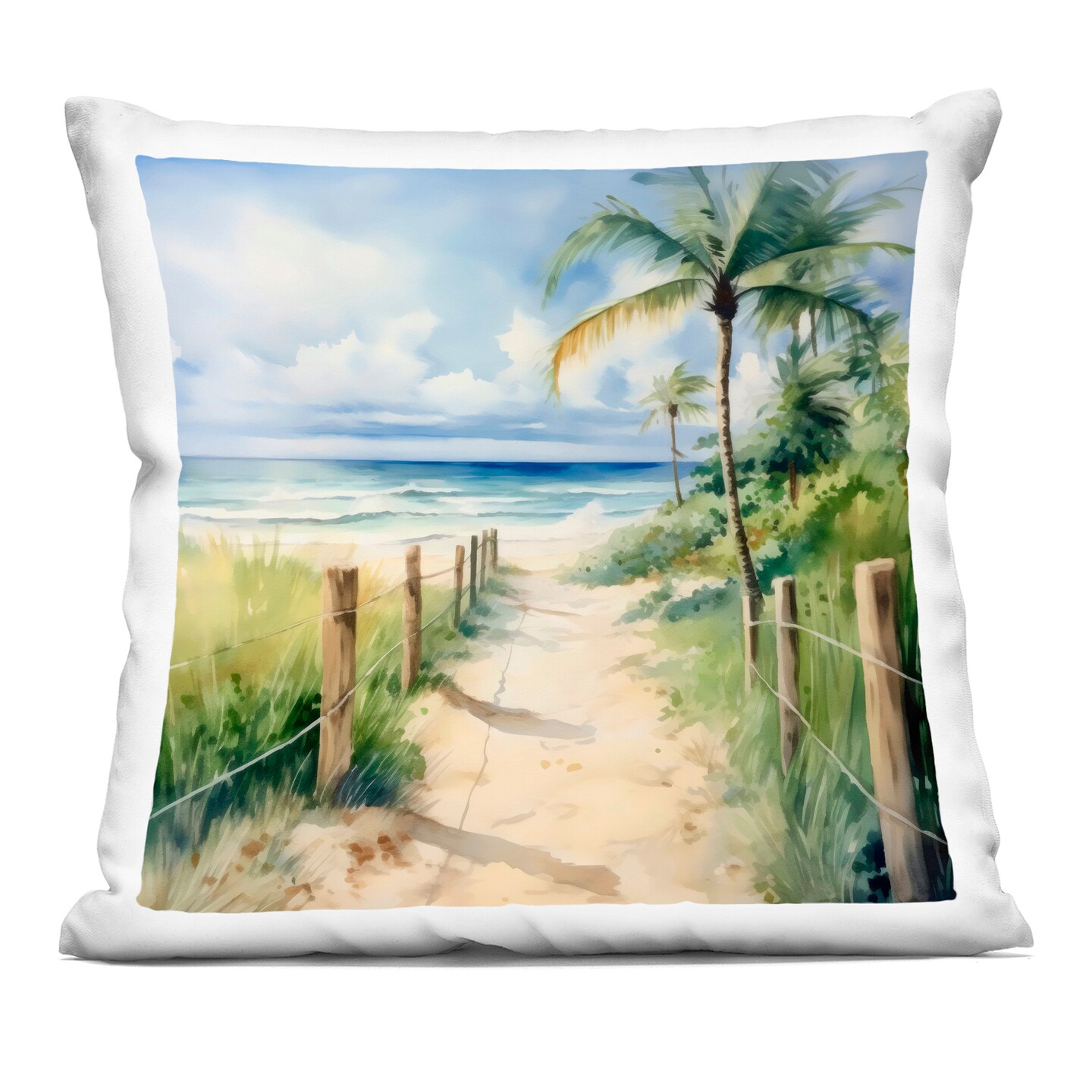 Stupell Industries Blurred Palm Tree Beach Decorative Printed Throw Pillow design by LSR Design Studio, 18 x 7 x 18
