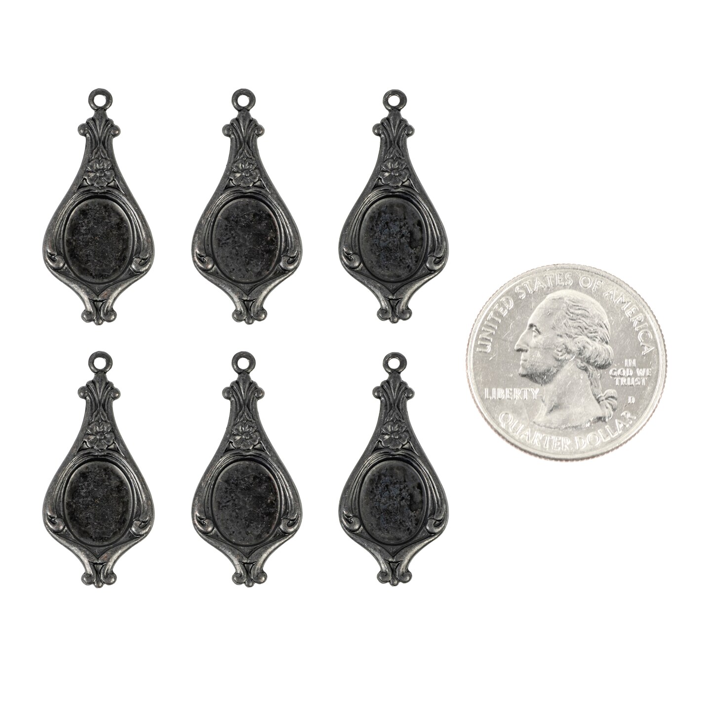 Black Plated Brass Small - 8mm x 10mm - Frame for Cameo - Set of Six - XXX - *BB-F28