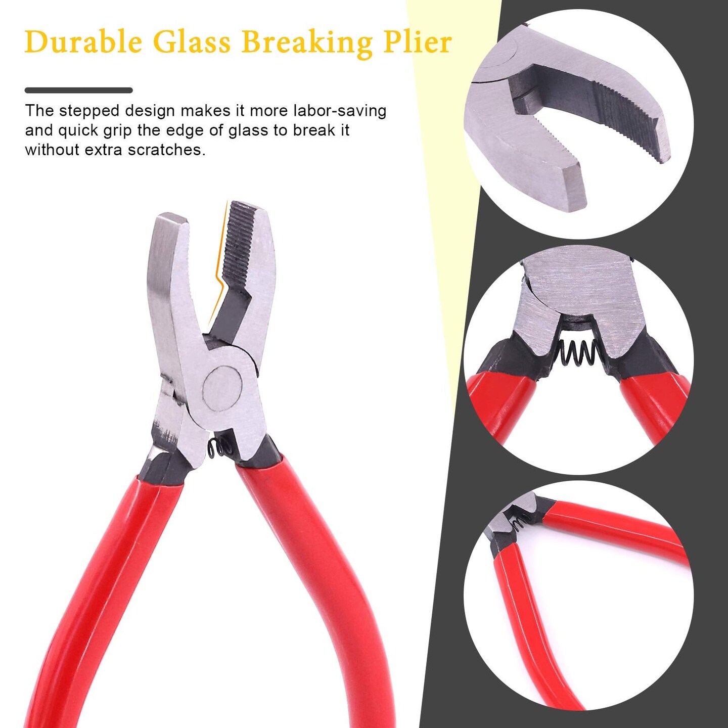 3Pcs Premium Glass Running Breaking Pliers and Class Cutter Kit, Heavy Duty Glass Cutting Tool with Rubber Tip, Work Great for Stained Glass, Mosaics, Fusing, Breaking