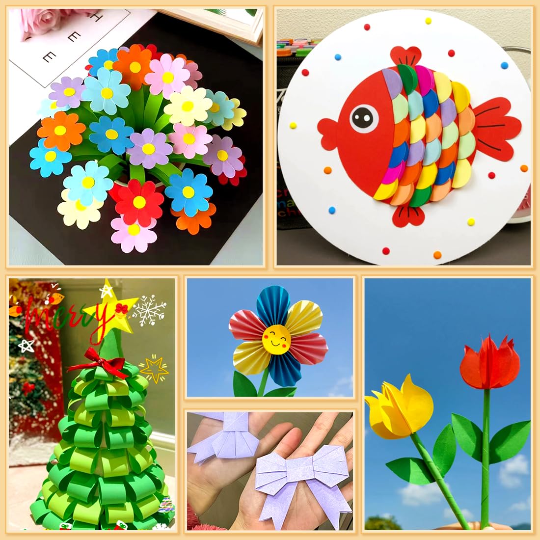 Praisebank Origami Paper, 220pcs 17 Colors 6x6 inch, Double Sided, Craft Kit with Guide.