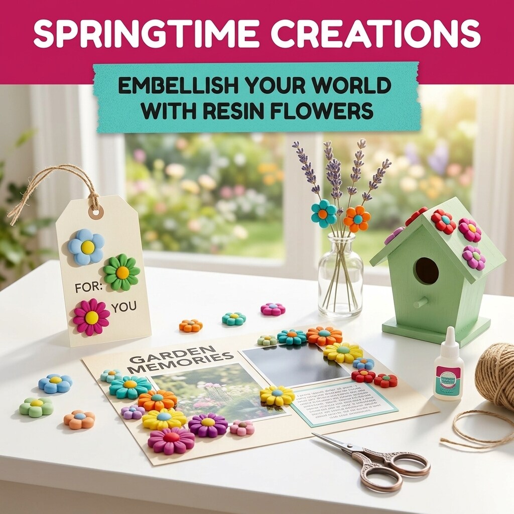 Assorted Flower Power Buttons – 50+ Piece Set for Sewing, Scrapbooking & DIY Crafts – Colorful Floral Designs