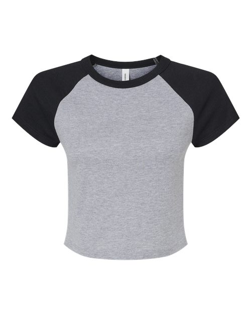 BELLA+CANVAS Ladies Micro Rib Raglan Baby T-Shirt for Casual Wear, Streetwear & Everyday Cropped Fit Top