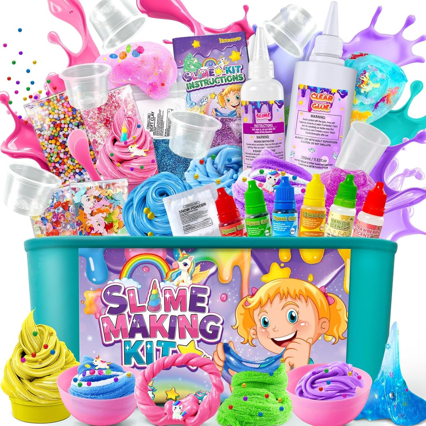 DIY Slime Kit, Slime Making Kit for Girls, Butter Slime, Foam Slime, Cloud Slime with Add-ins, Foam Balls, Charms, Glitters, Slime Party Favors Gift Toys for Kids 6-12