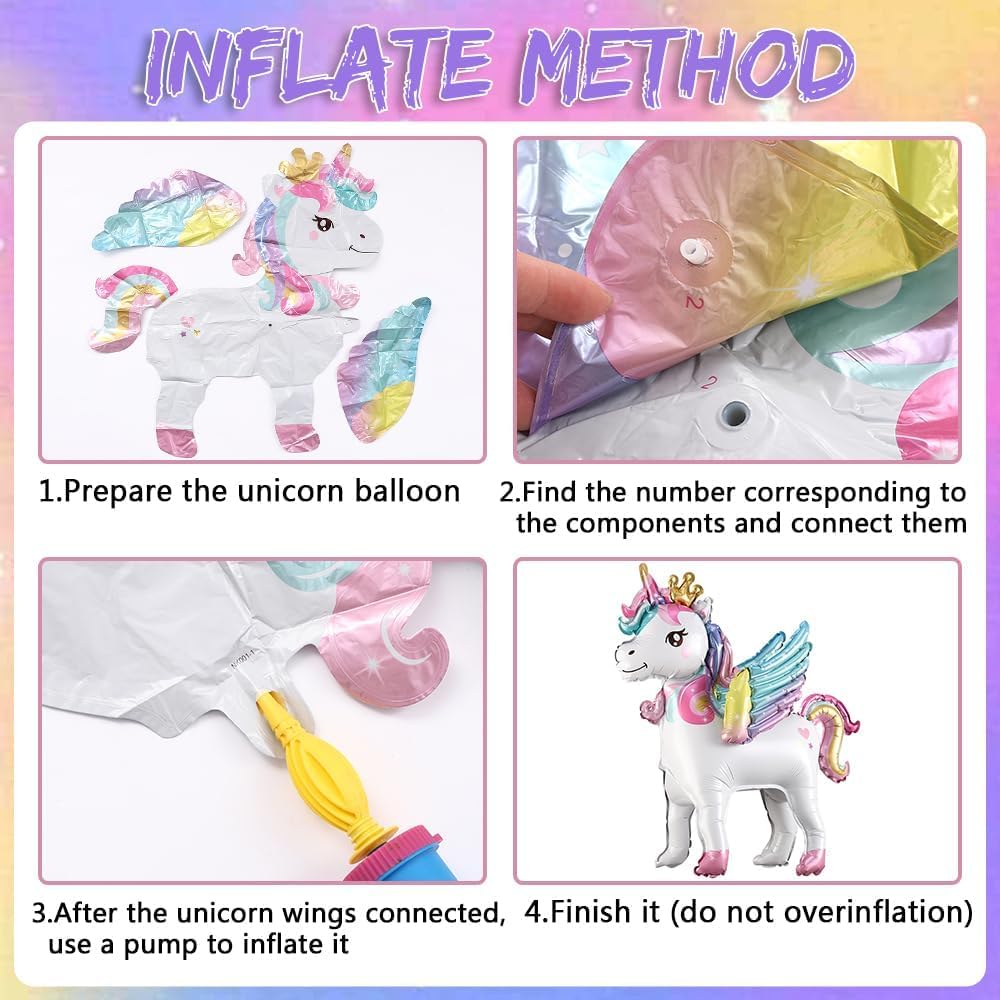 5Pcs Self Standing Unicorn with Crown Balloons 3D Rainbow Balloon Pink Star Foil Balloons for Unicorn Party Girls Birthday Party Baby Shower Decorations (crown)
