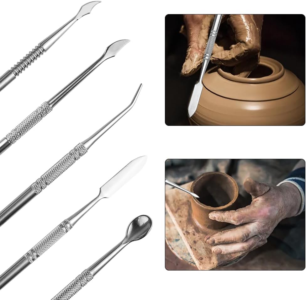 10PCS Stainless Steel Double-Sided Wax Carving Tools with Storage Bag Metal Sculpting Tools Clay Modeling Tools